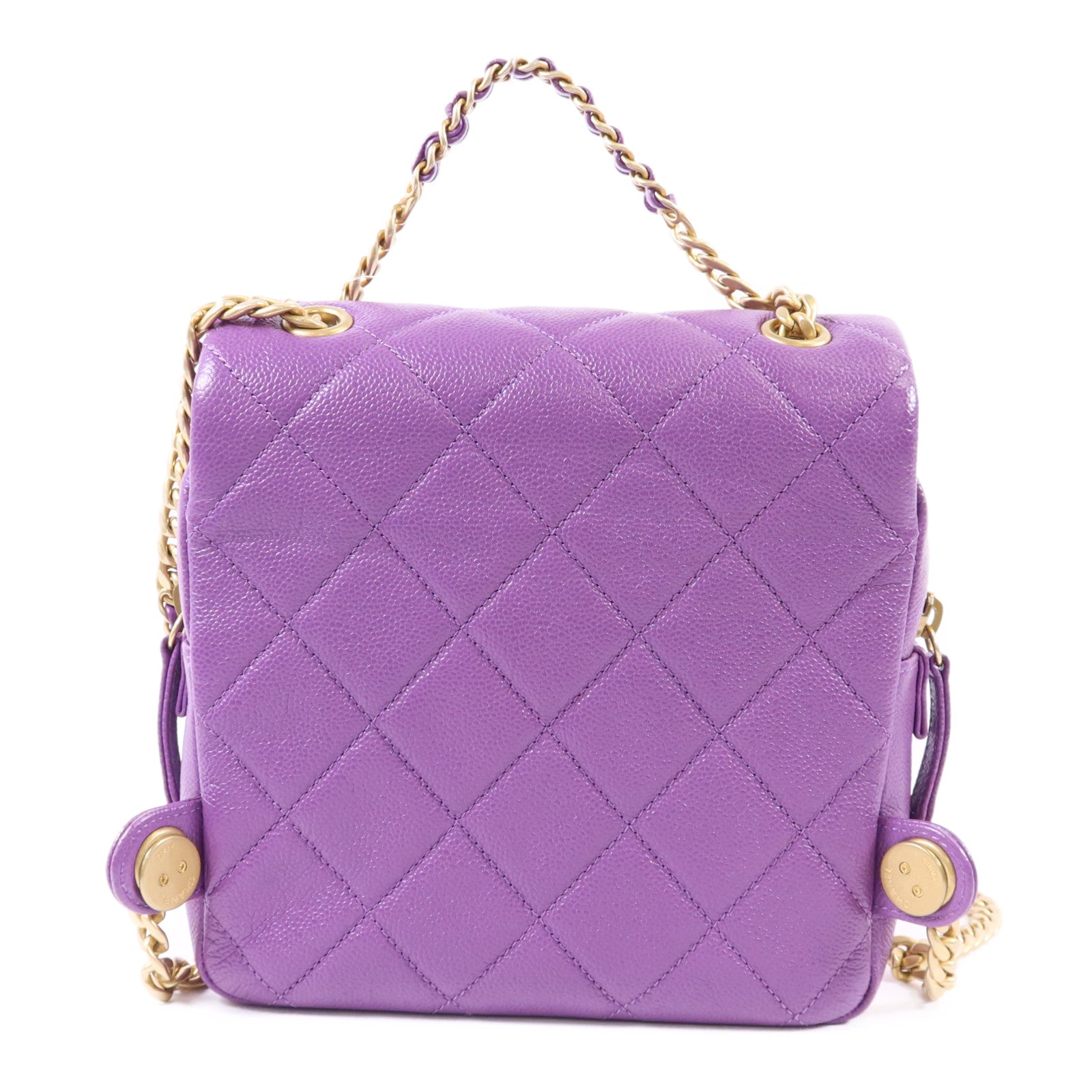 CHANEL 牛皮皮革Backpack金扣背包