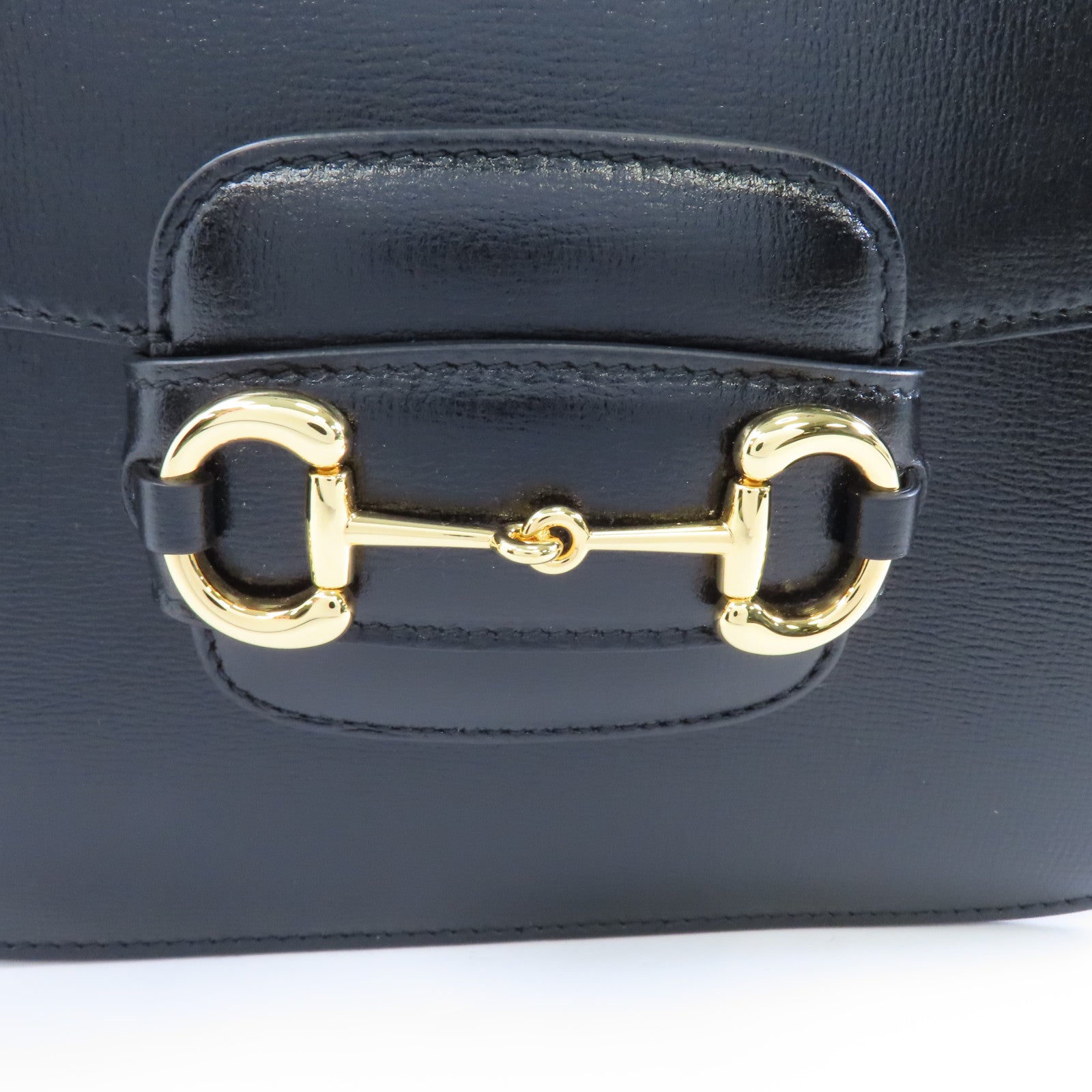 GUCCI 牛皮皮革Horsebit 1955金扣肩背袋黑色