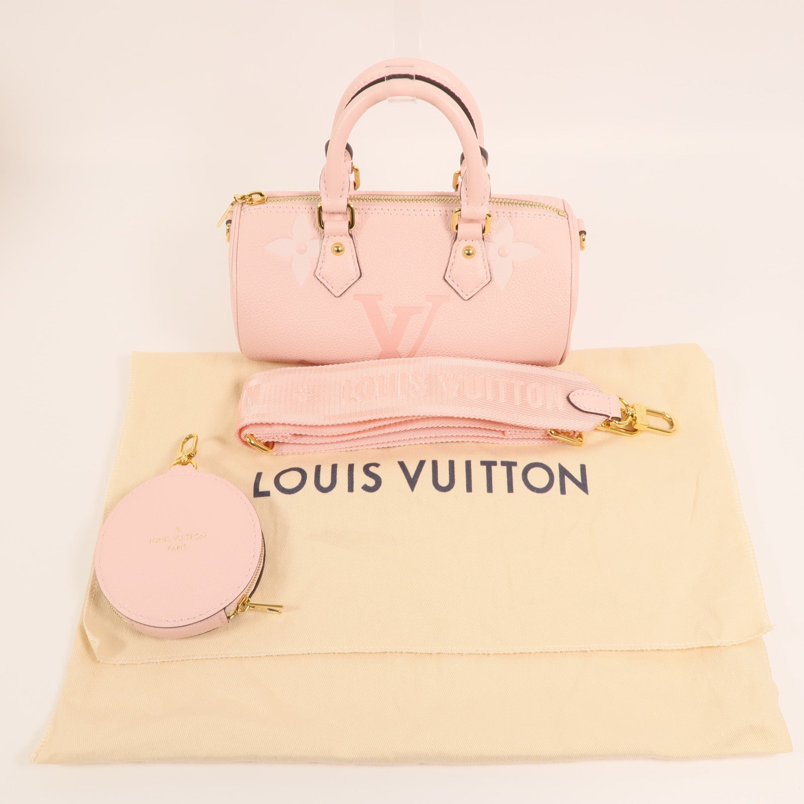 LOUIS VUITTON Monogram Empreinte Papillon BB金扣手挽肩背兩用袋