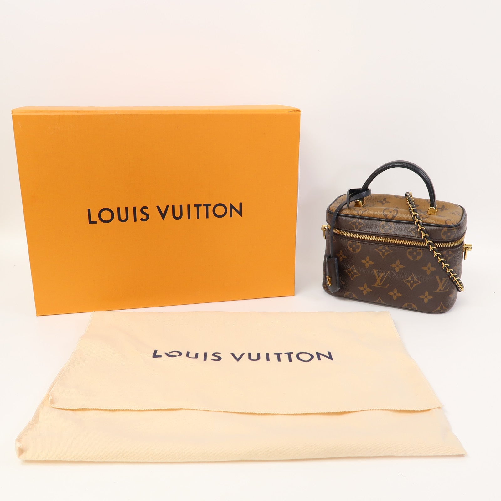LOUIS VUITTON 【激減優惠】Monogram Vanity PM金扣手挽肩背兩用袋啡色
