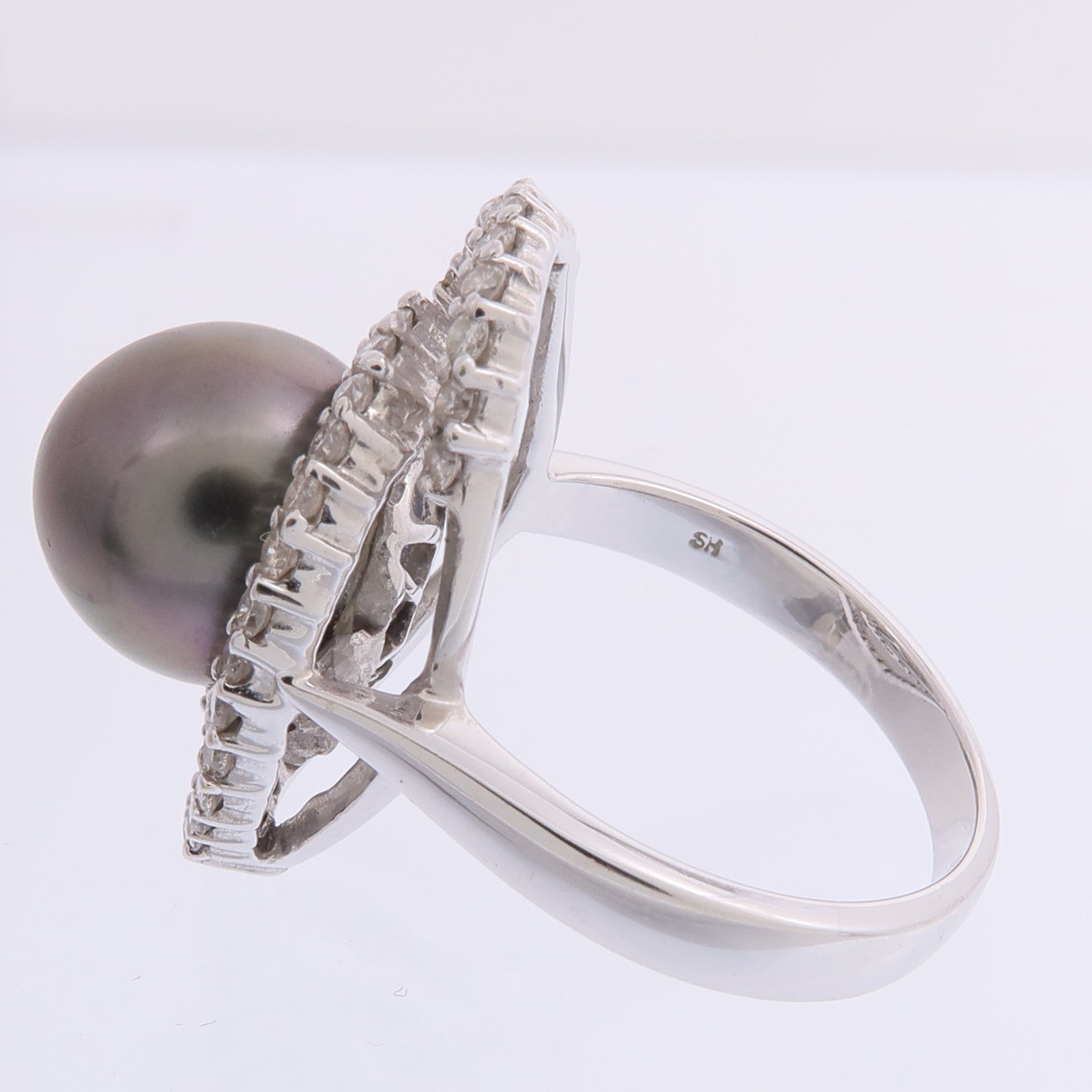 JEWELRY 【激減優惠】18K白金Pearl Diamond Ring珍珠/鑽石戒指US#6.5