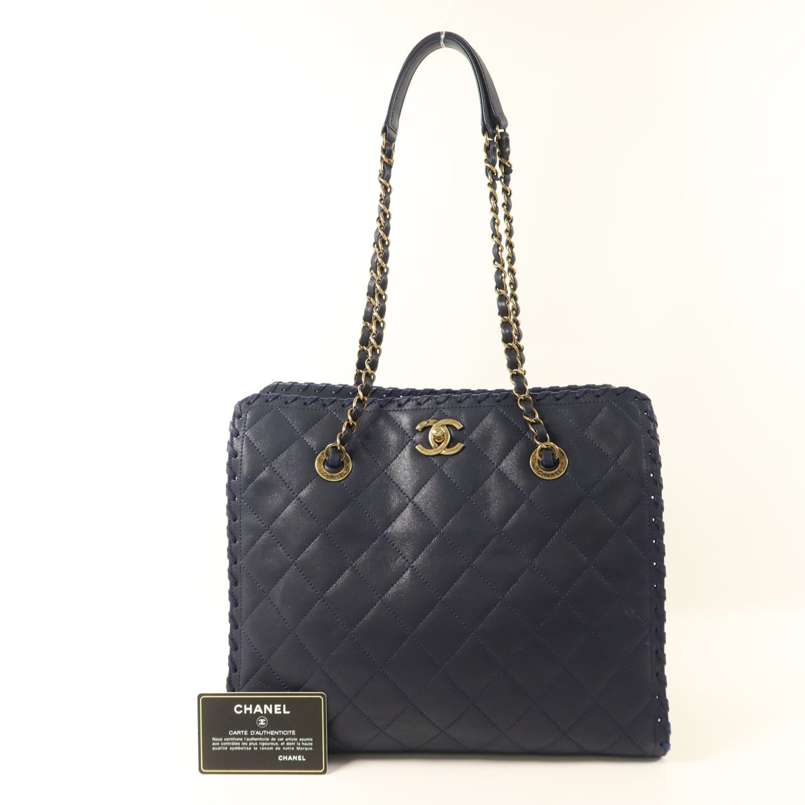 CHANEL 牛皮皮革Tote Bag金扣手挽袋