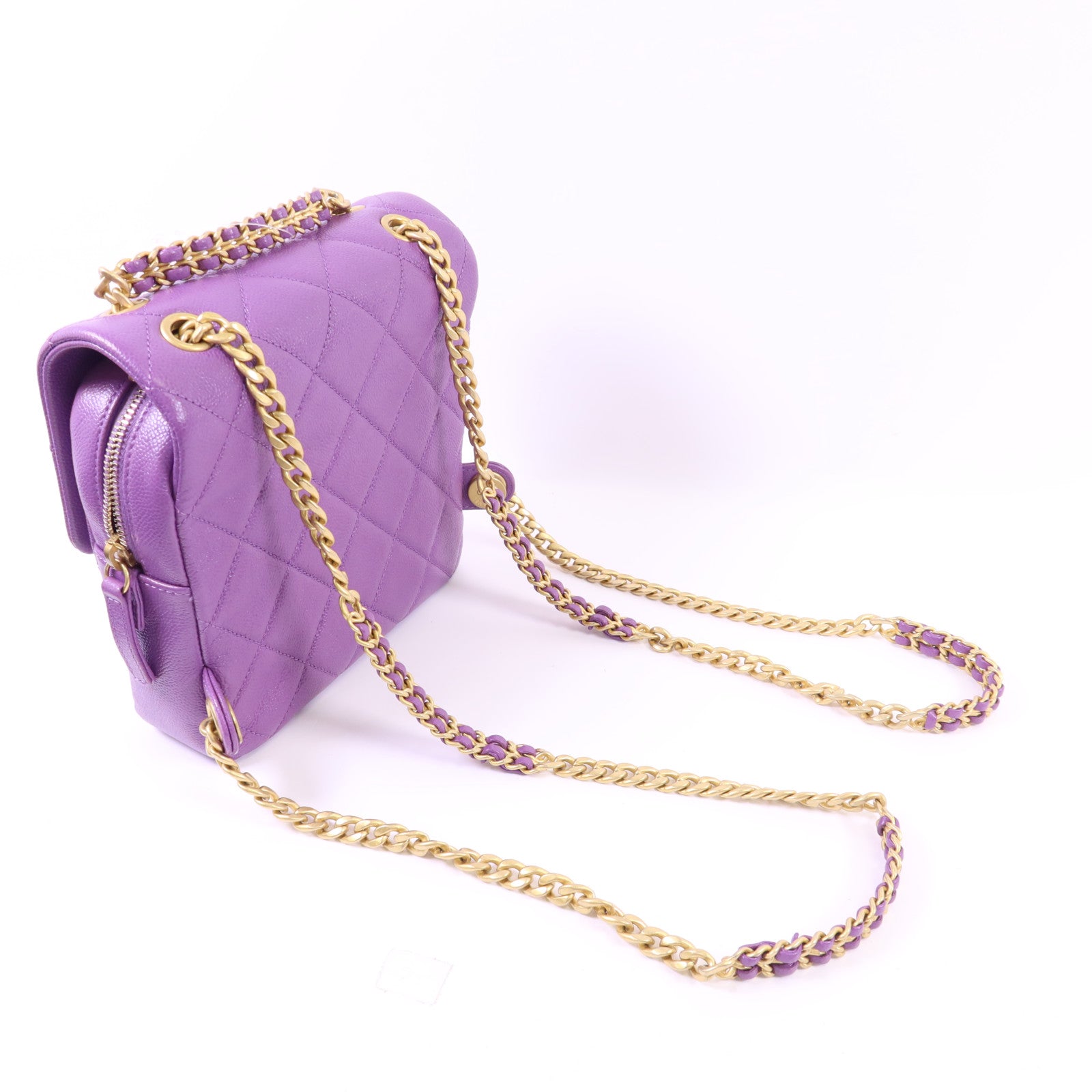 CHANEL 牛皮皮革Backpack金扣背包