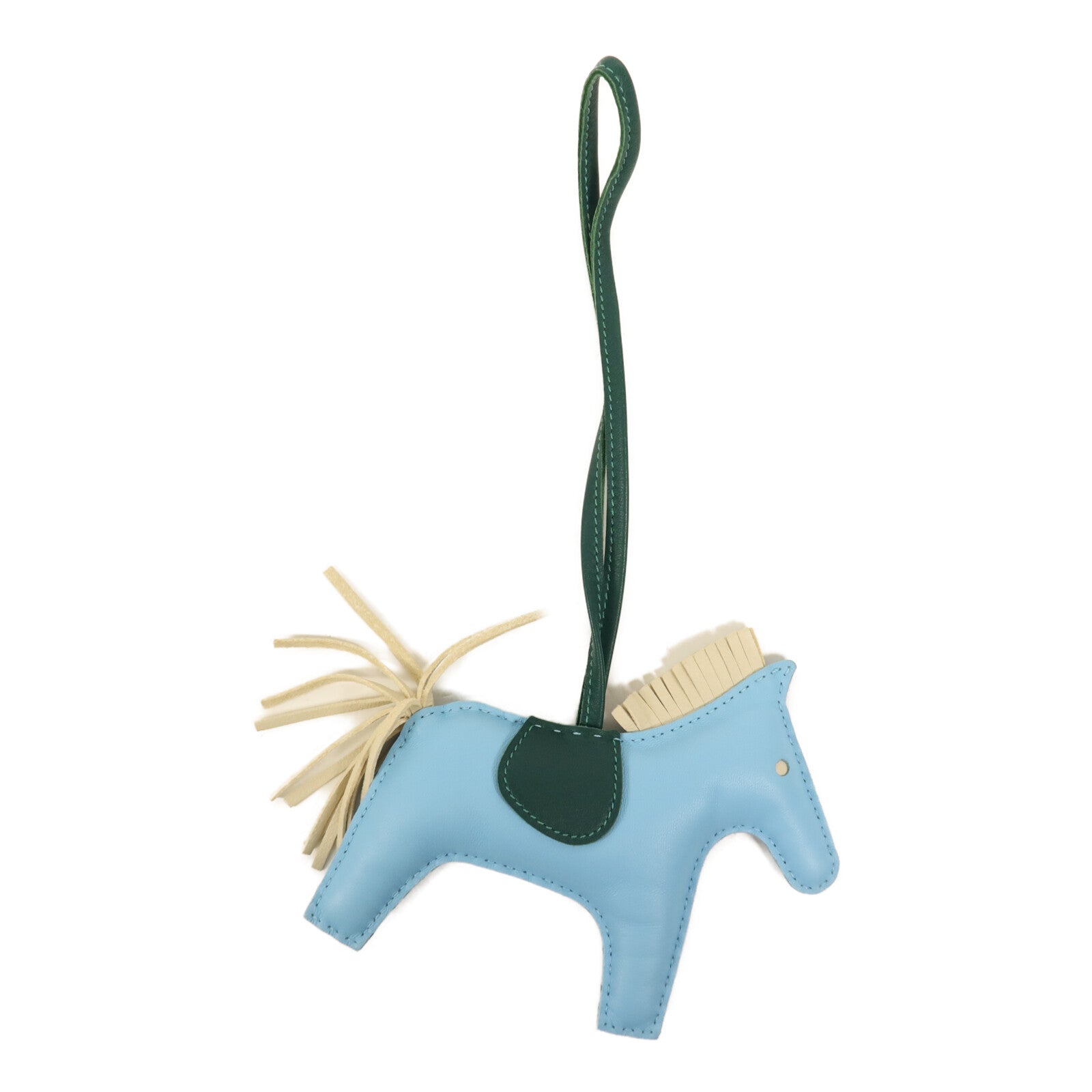 HERMES Milo皮革Rodeo MM掛飾Bleu Atoll