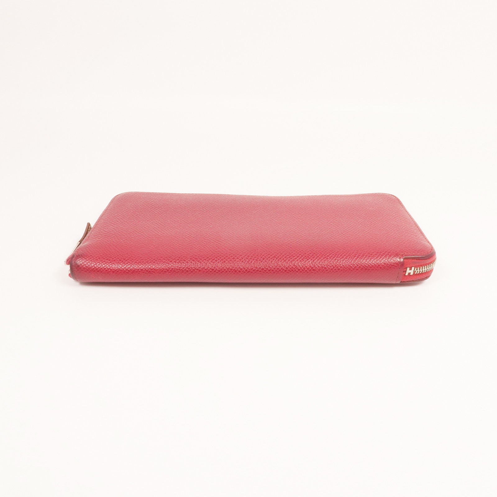 HERMES Epsom皮革/絲質Silk In Long Wallet銀扣長錢包Rubis