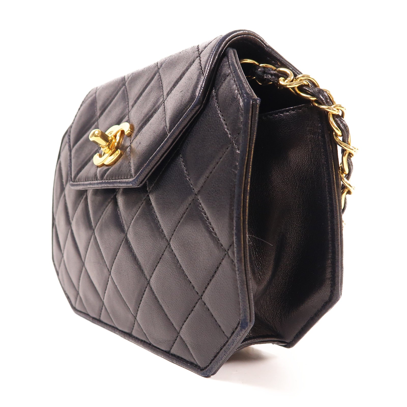 CHANEL 羊皮皮革Chain Shoulder金扣鏈帶肩背袋
