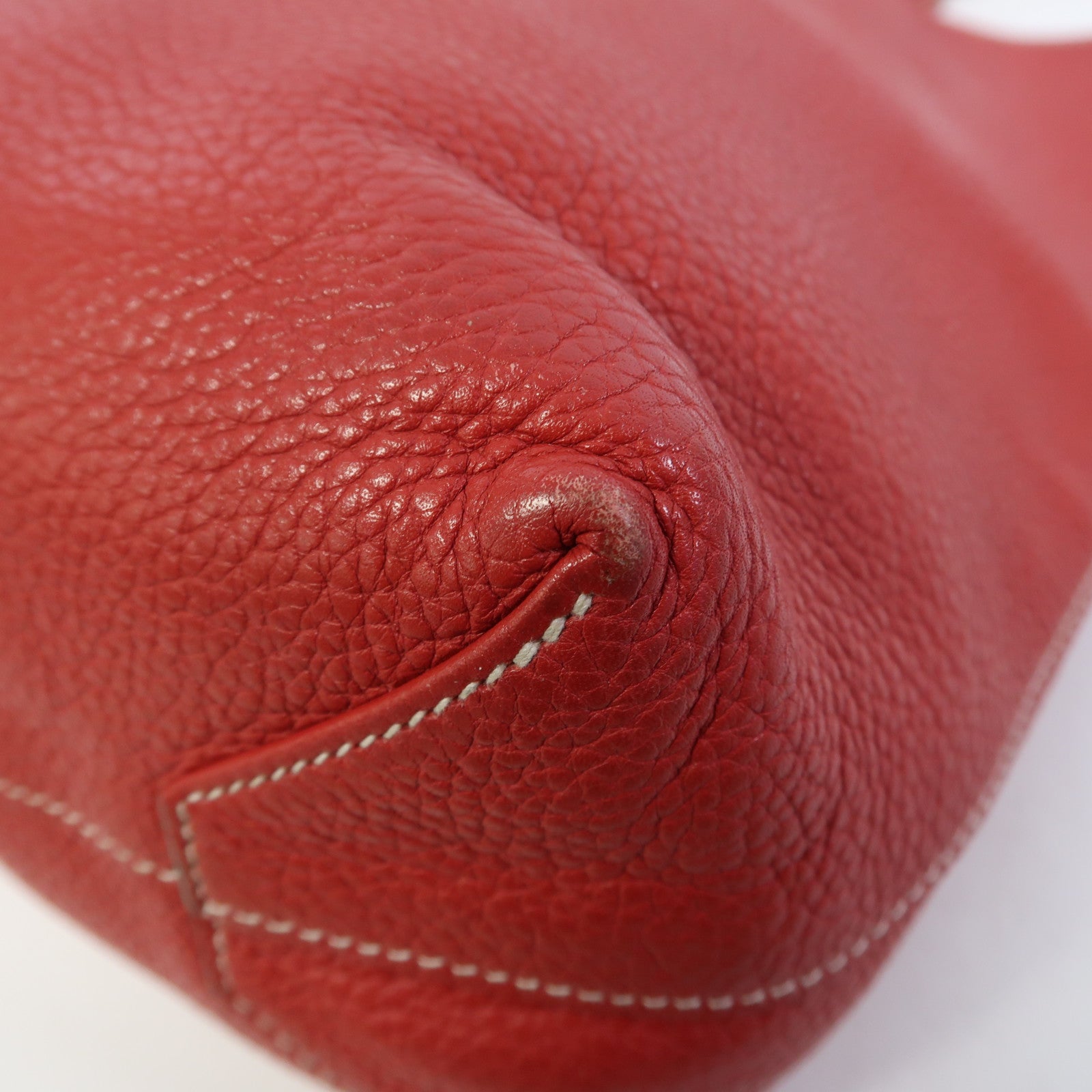 HERMES Clemence皮革Double Sens肩背袋Crevette/Rouge Casaque/法拉利紅色/龍蝦粉色