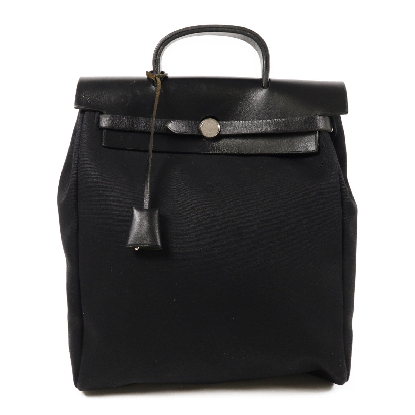 HERMES 帆布Herbag Backpack銀扣背包
