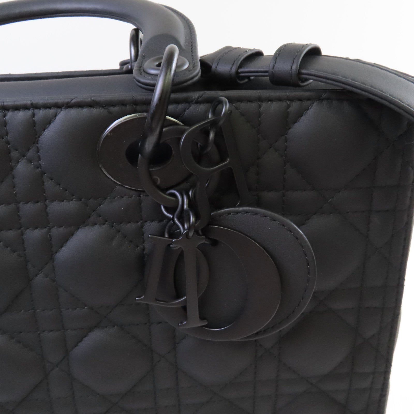 Dior 牛皮皮革Lady Dior 2Way Shoulder Bag手挽肩背兩用袋黑色