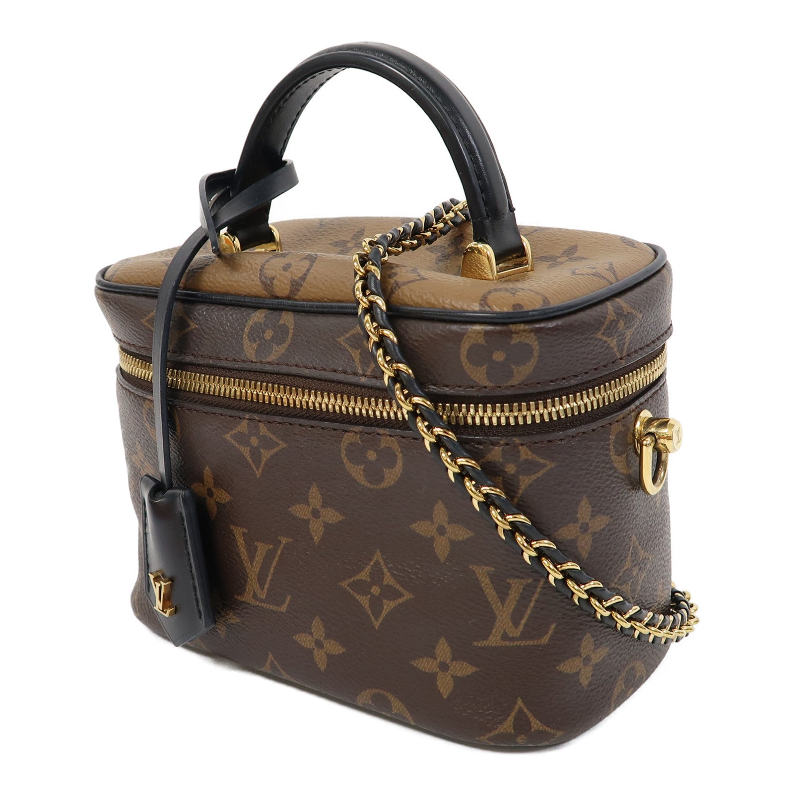 LOUIS VUITTON 【激減優惠】Monogram Vanity PM金扣手挽肩背兩用袋啡色