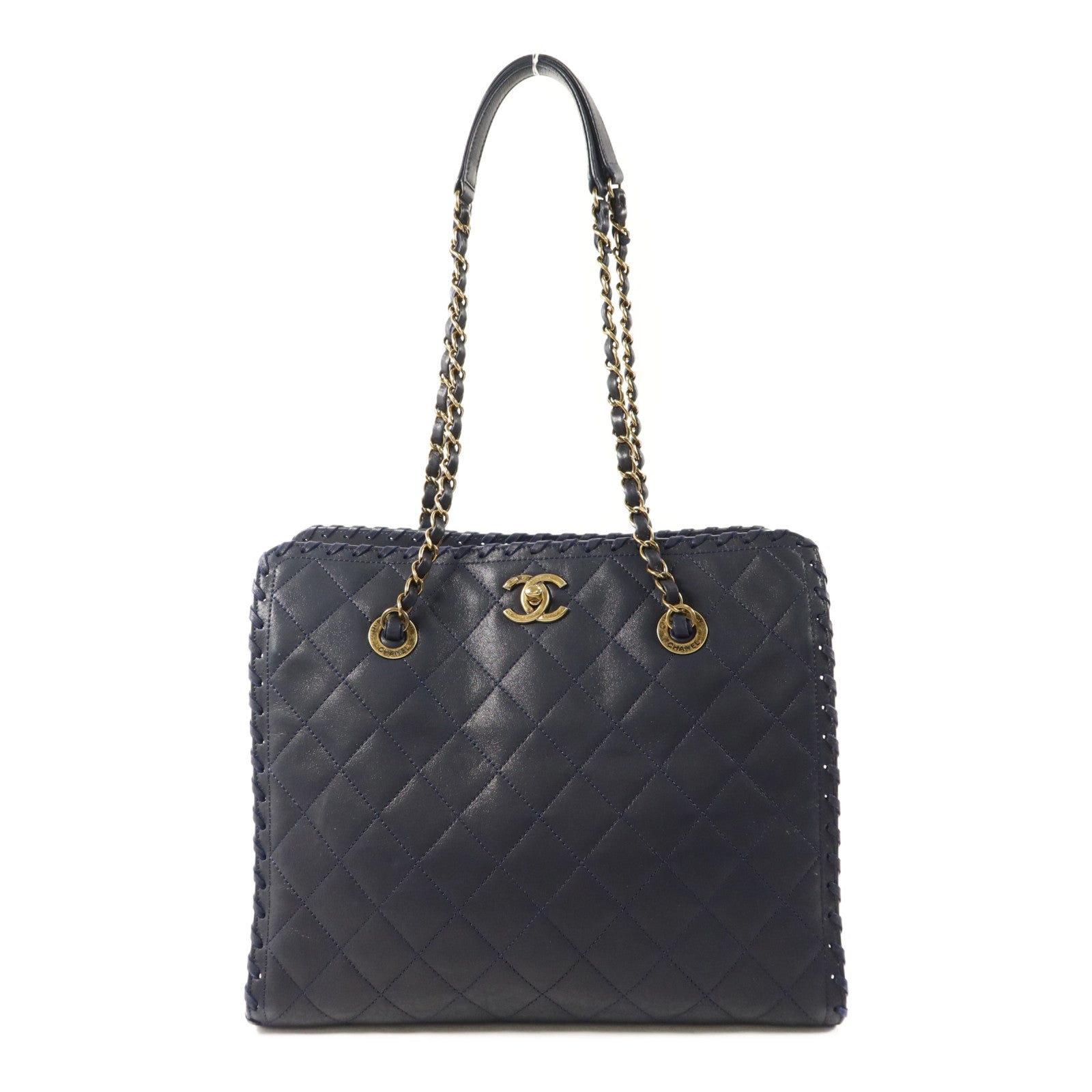 CHANEL 牛皮皮革Tote Bag金扣手挽袋