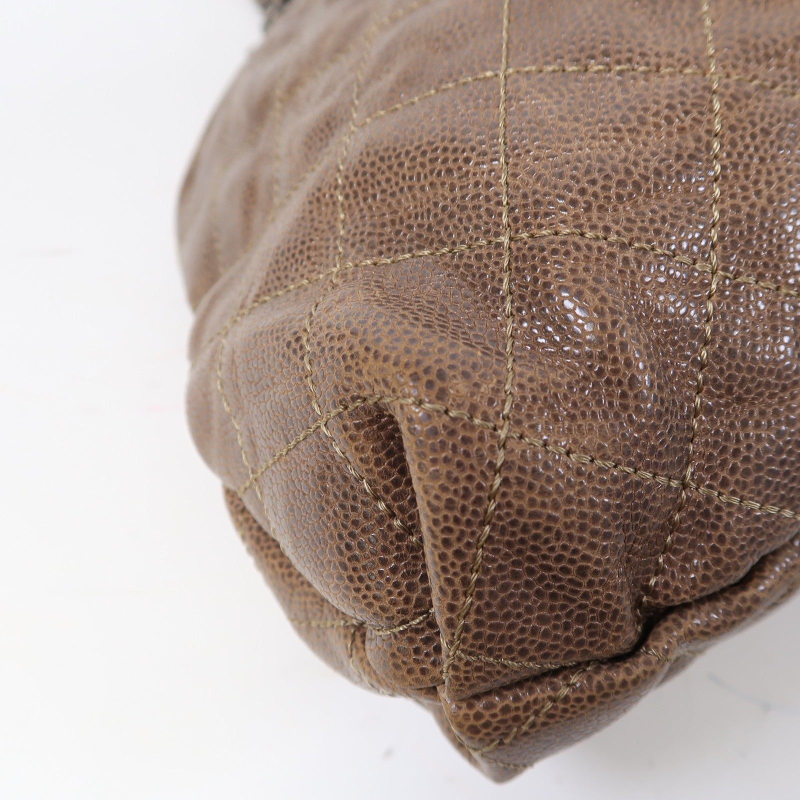 CHANEL 菱格牛皮皮革Shoulder Bag銀扣鏈帶肩背袋啡色