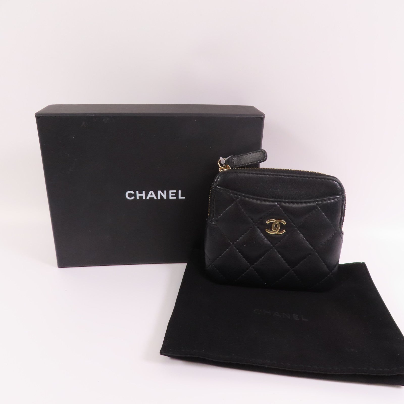 CHANEL 羊皮皮革Card case金扣卡套