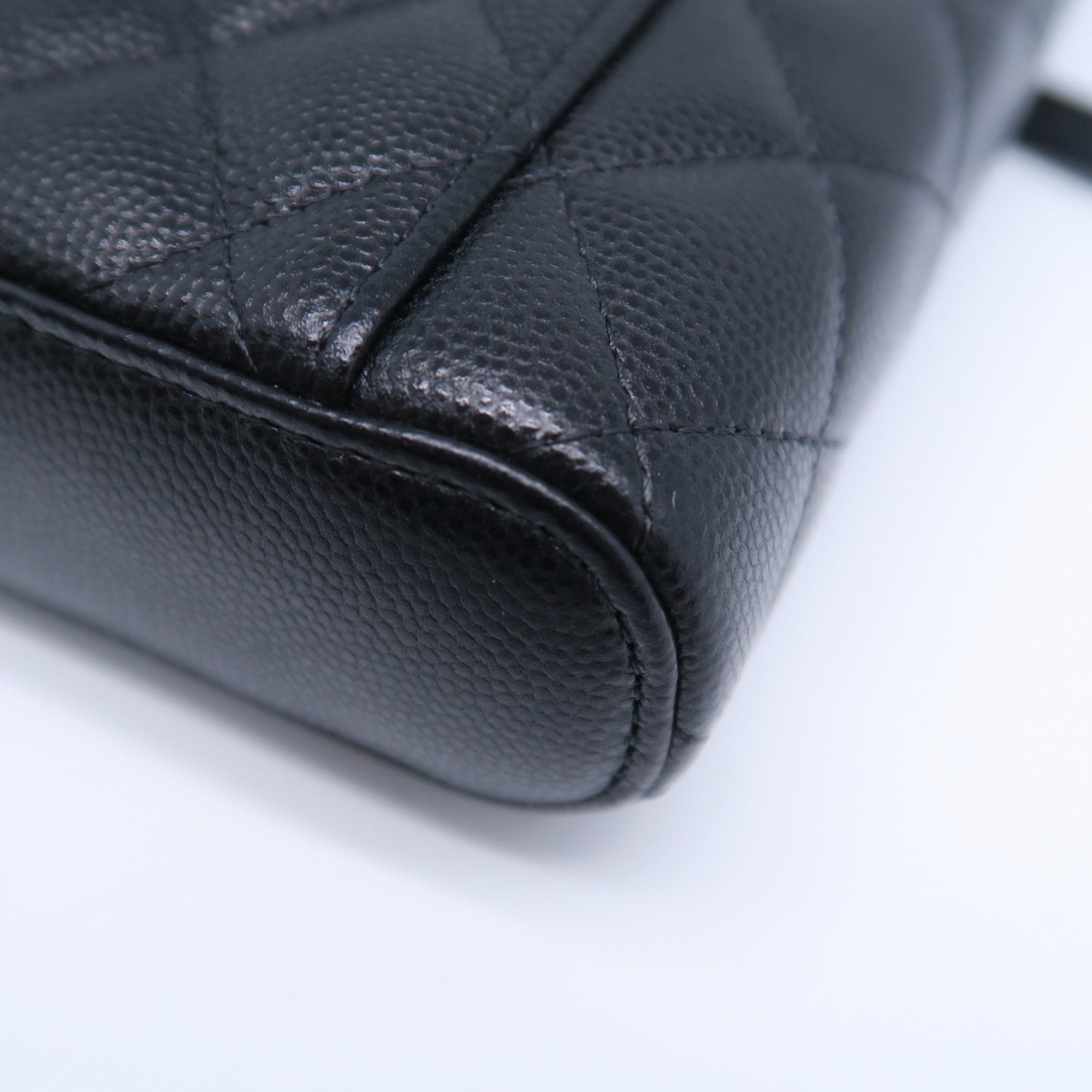 CHANEL 菱格牛皮皮革Chain Shoulder Bag金扣鏈帶肩背袋黑色