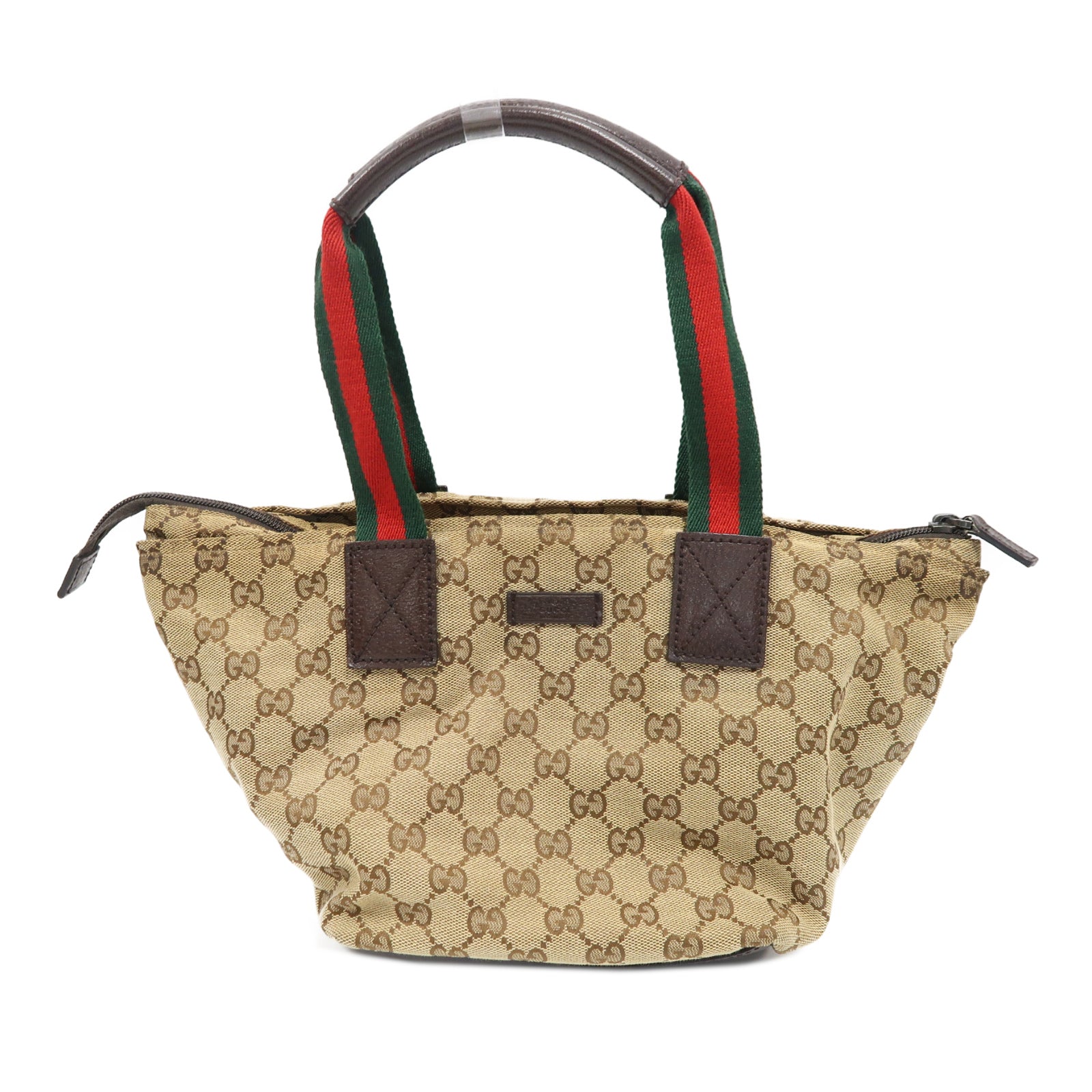 GUCCI 帆布Hand Bag銀扣手挽袋啡色