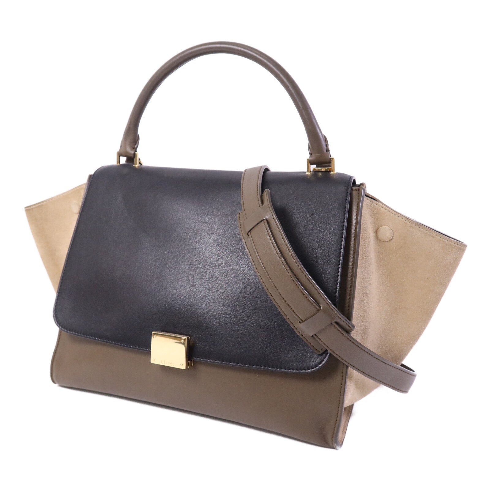 CELINE 【激減優惠】牛皮/麂皮皮革Trapeze金扣手挽肩背兩用袋