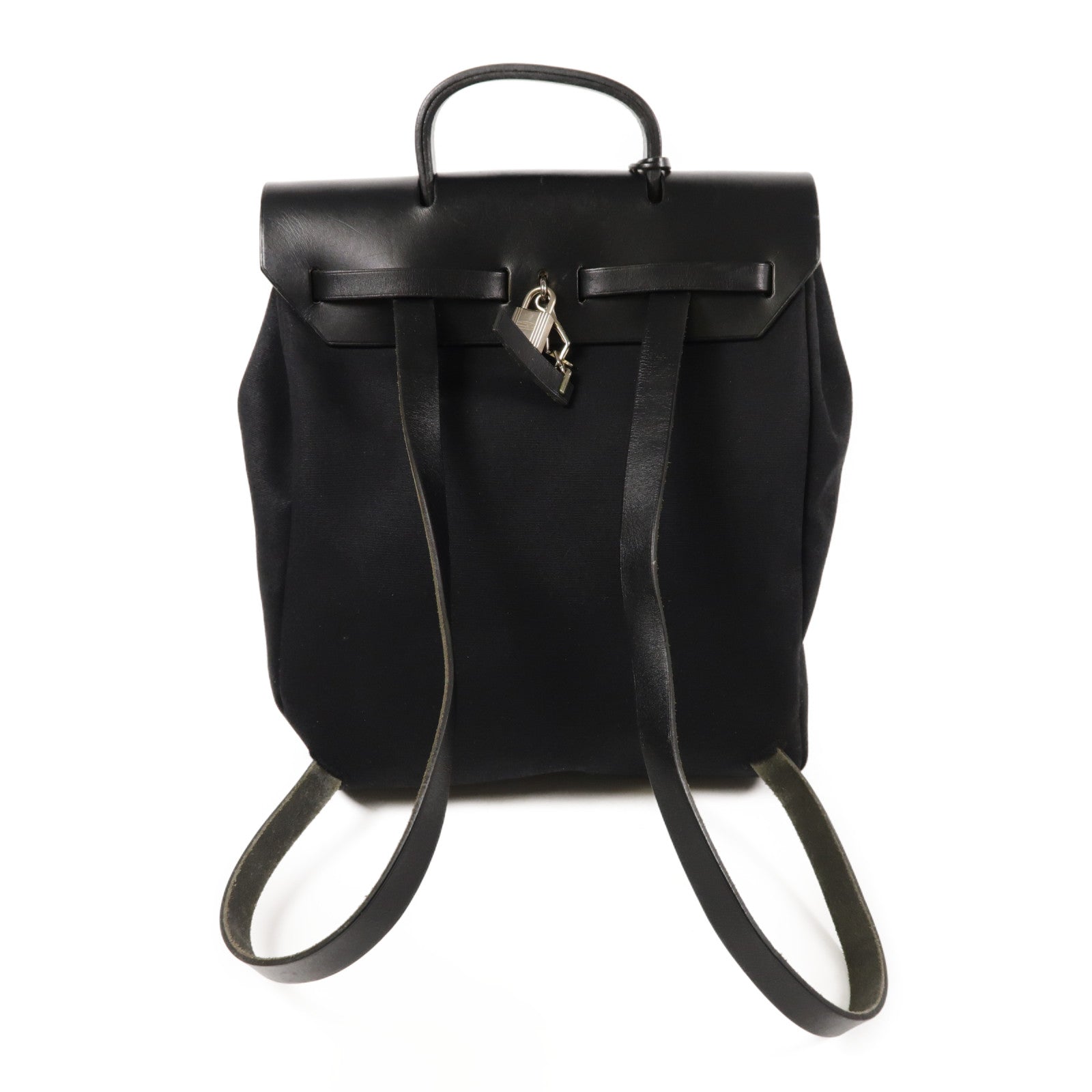 HERMES 帆布Herbag Backpack銀扣背包