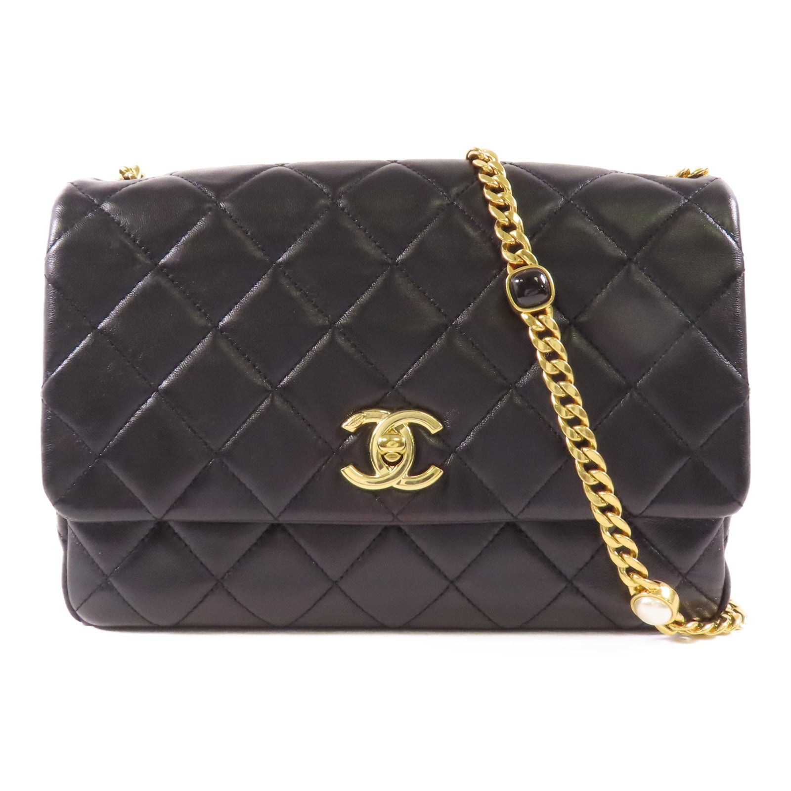 CHANEL 【激減優惠】羊皮皮革Chain Shoulder金扣鏈帶肩背袋