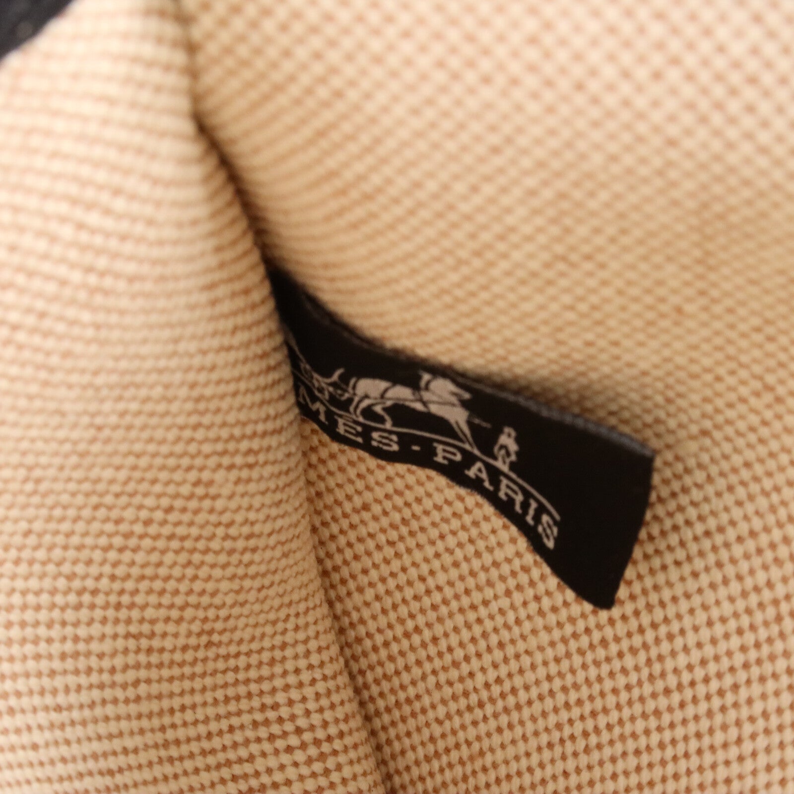 HERMES 帆布/Hunter皮革Herbag Cabine Bag手挽肩背兩用袋Ecru/Noir
