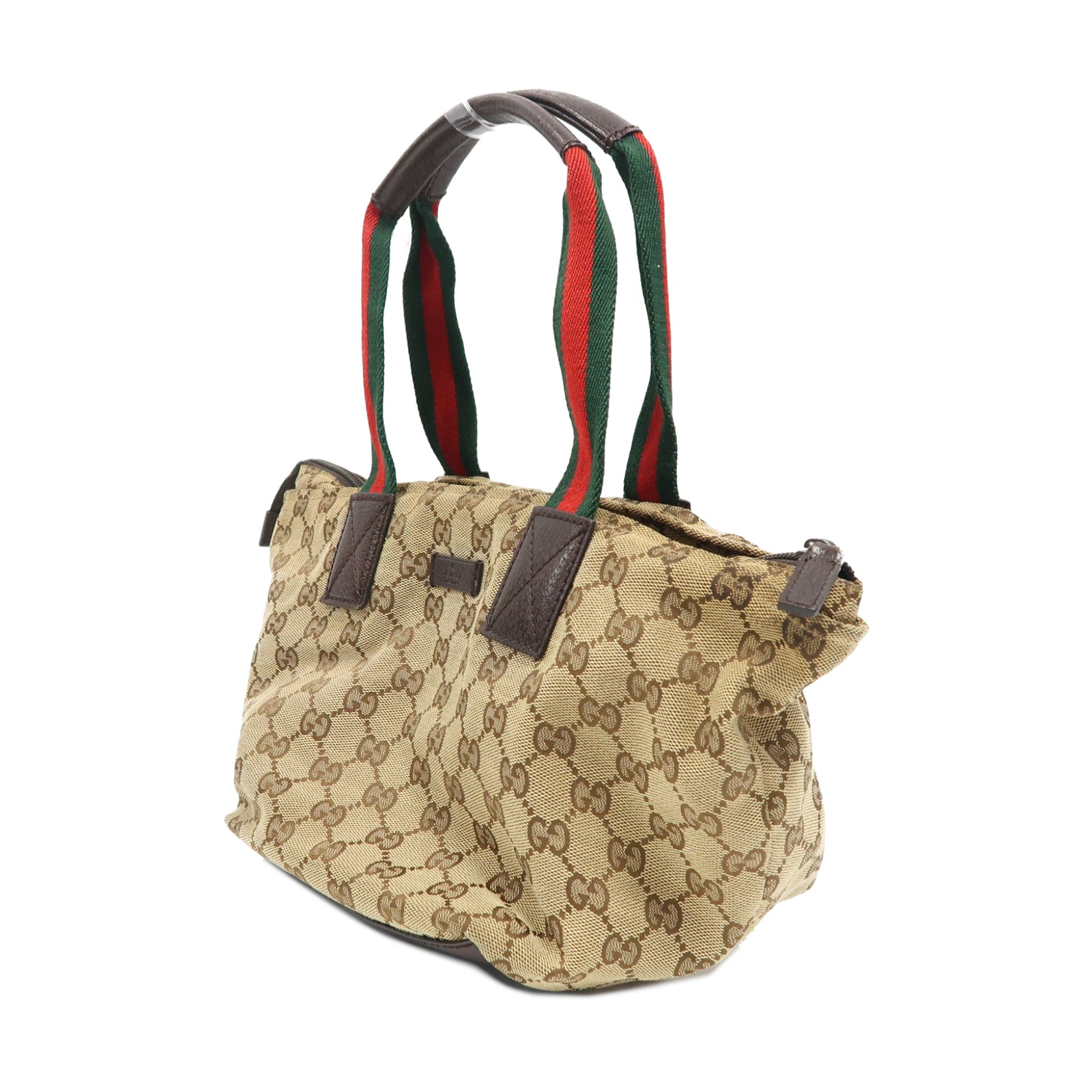 GUCCI 帆布Hand Bag銀扣手挽袋啡色