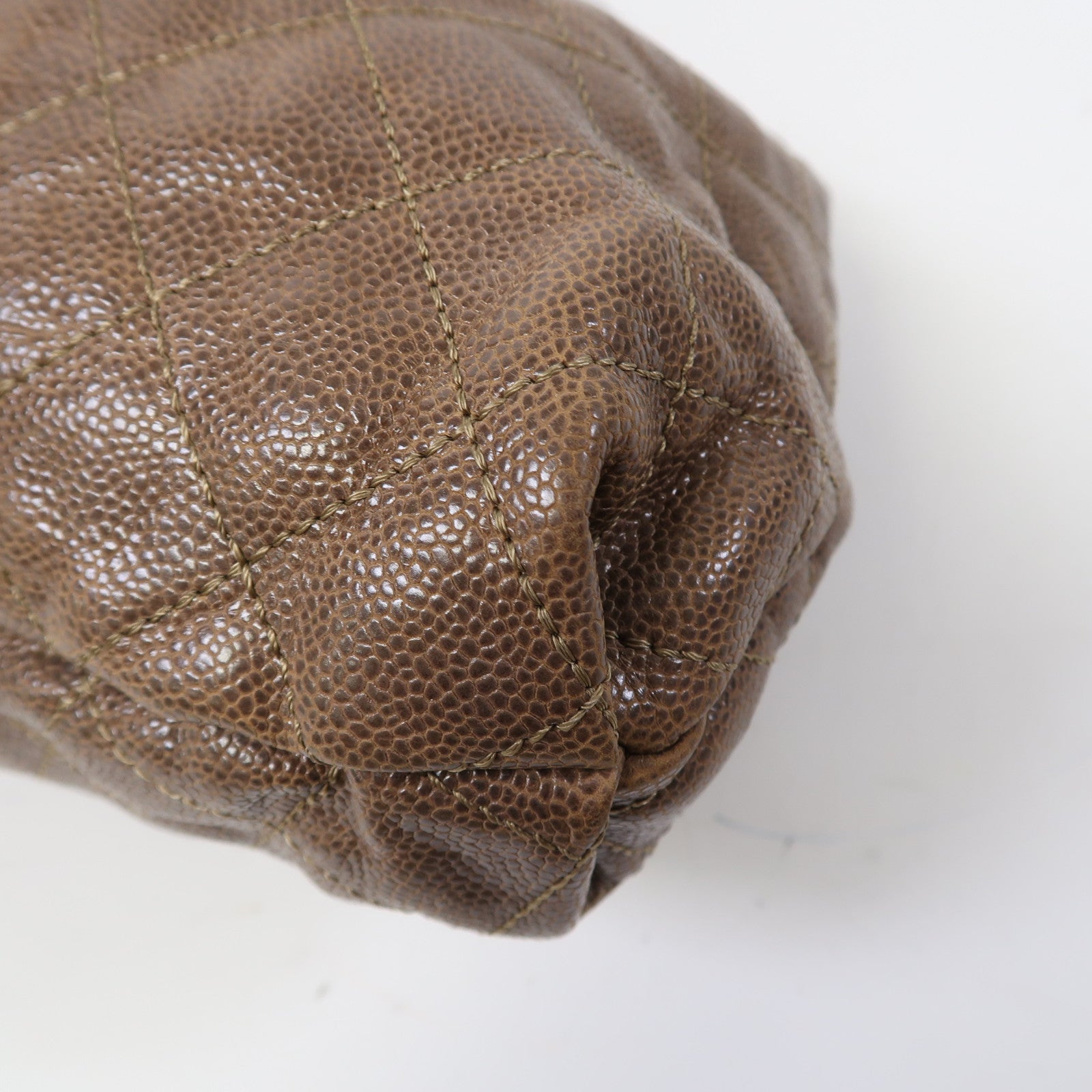 CHANEL 菱格牛皮皮革Shoulder Bag銀扣鏈帶肩背袋啡色