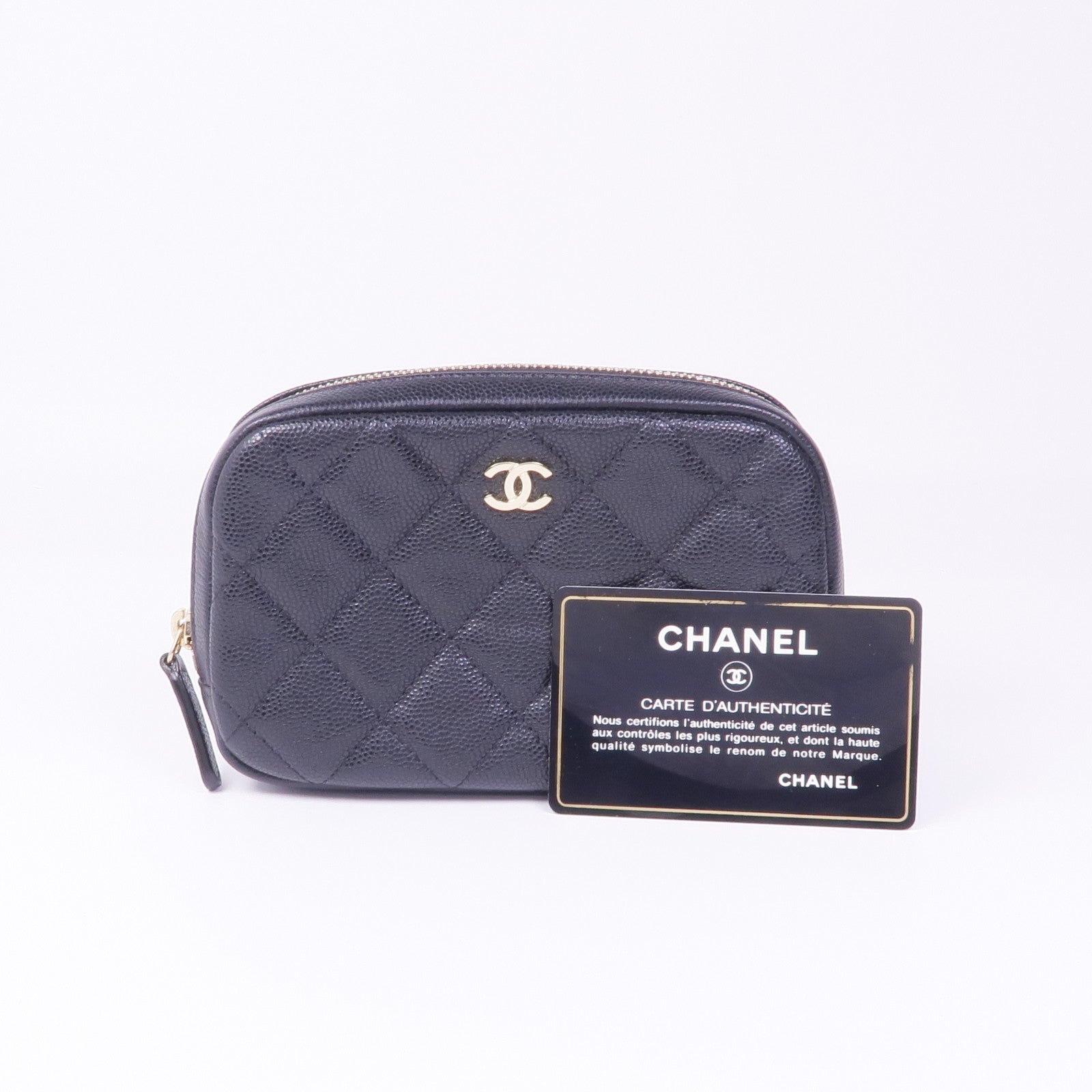 CHANEL 牛皮皮革Cosmetic Pouch金扣化妝袋