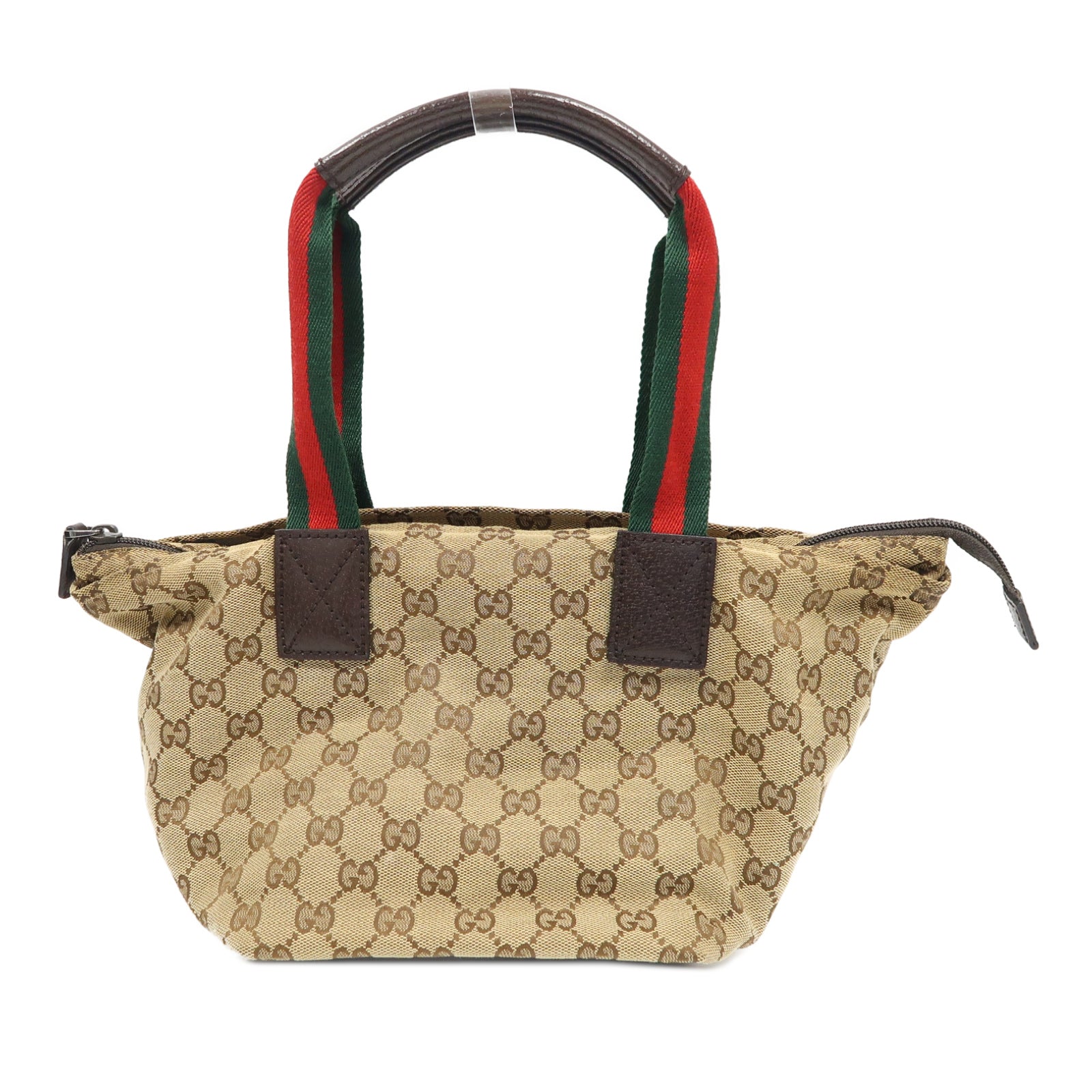 GUCCI 帆布Hand Bag銀扣手挽袋啡色