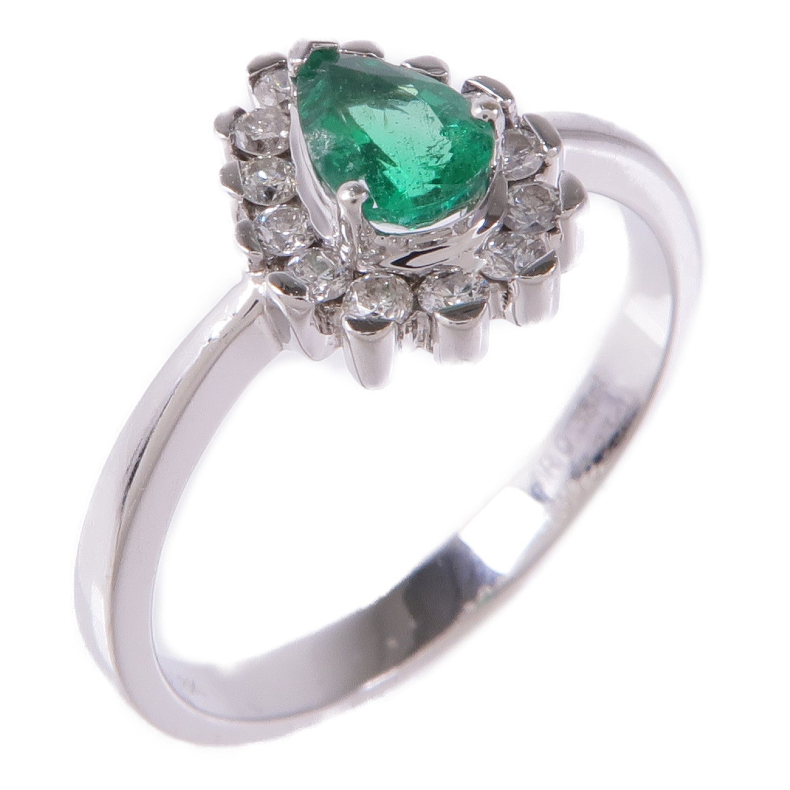 JEWELRY 【激減優惠】18K白金Emerald/Diamond Ring綠寶石/鑽石戒指US#7.25