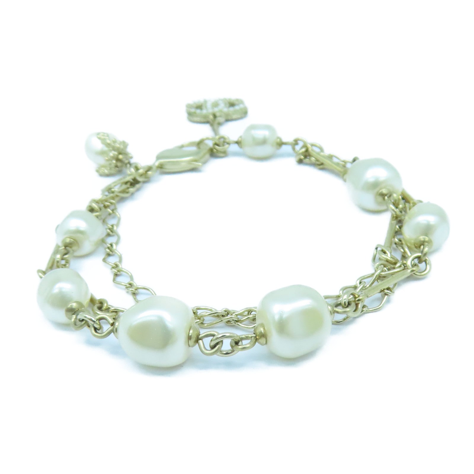 CHANEL 【激減優惠】金屬/PVC Bracelet手鏈金色/白色