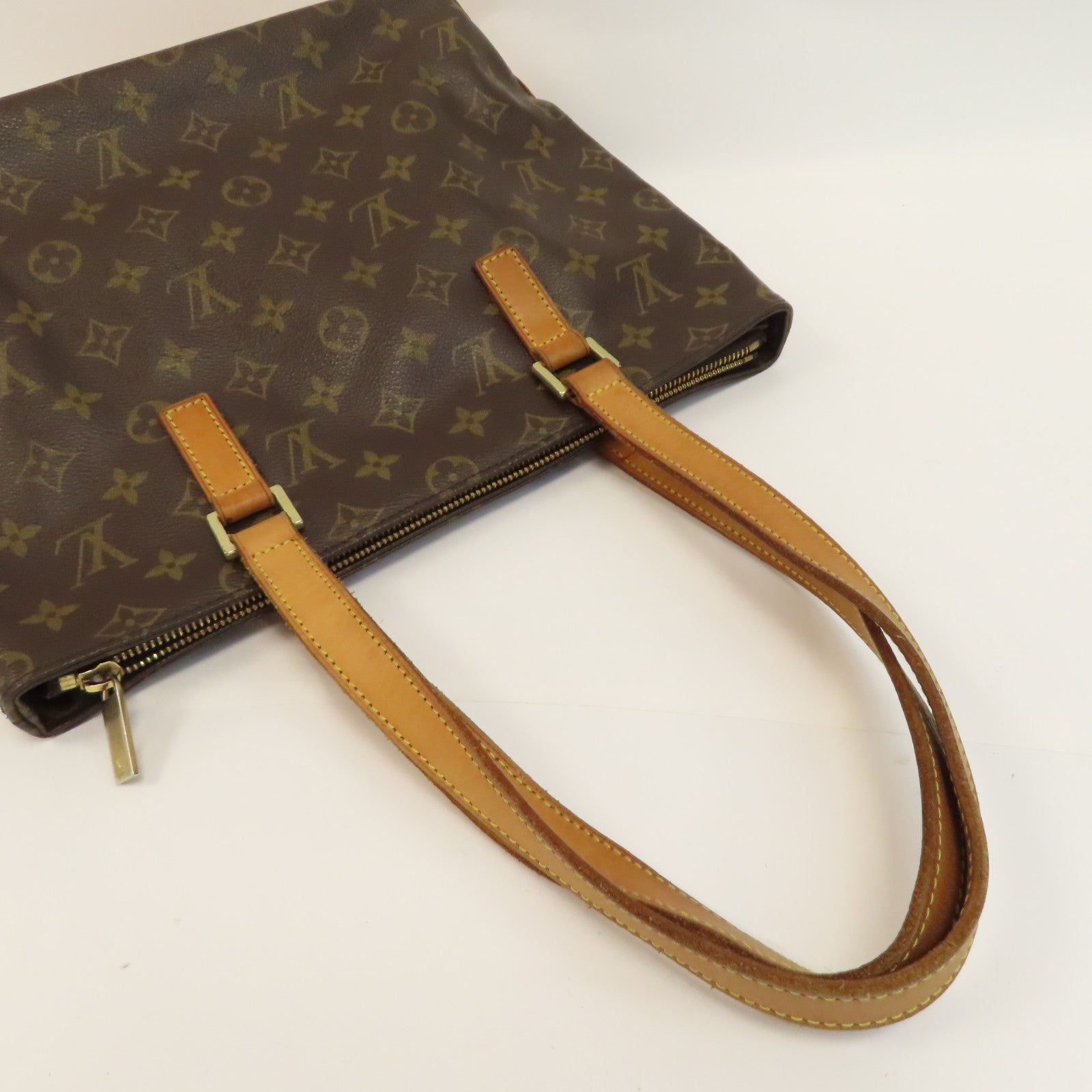 LOUIS VUITTON Monogram Cabas Piano金扣手挽袋啡色