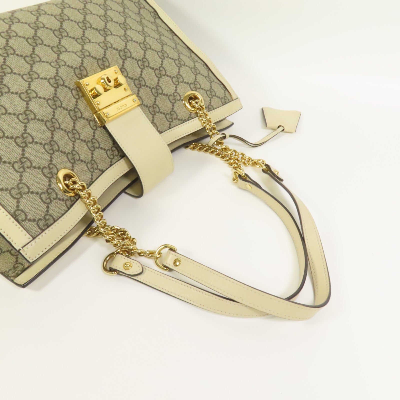 GUCCI 塗層帆布Padlock GG金扣肩背袋