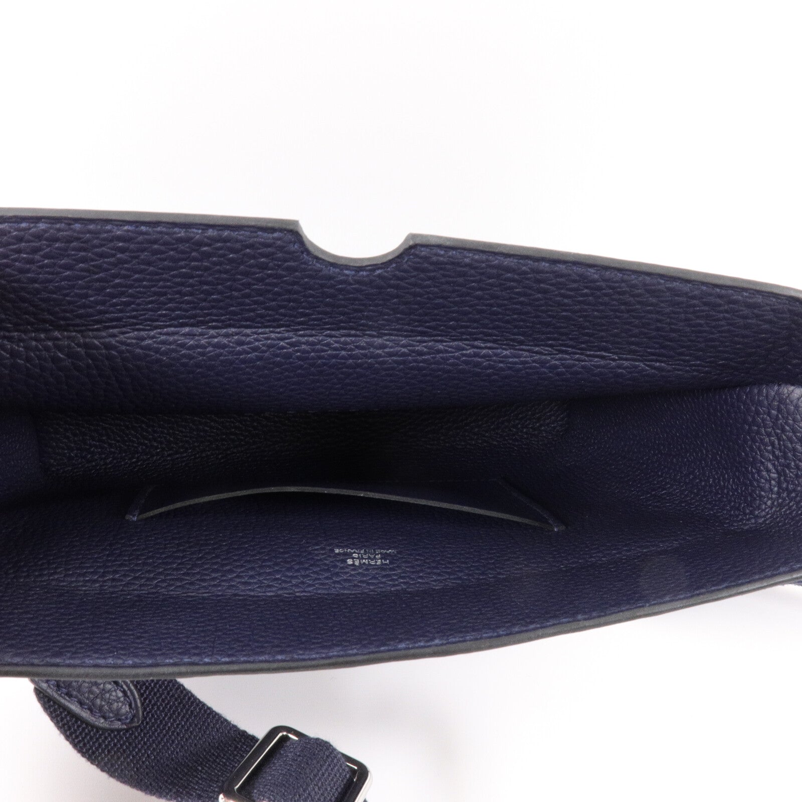 HERMES Togo皮革Videpoches Bag肩背袋Bleu Abysse