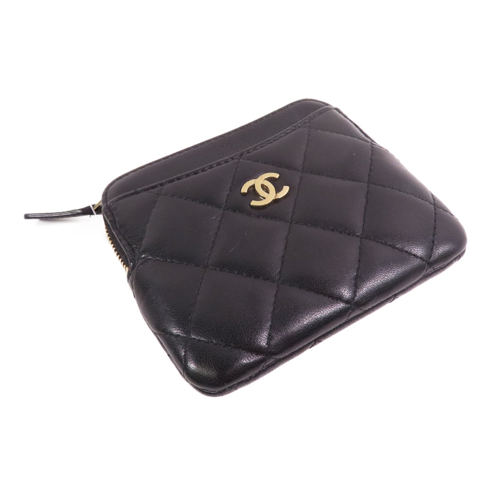 CHANEL 羊皮皮革Card case金扣卡套