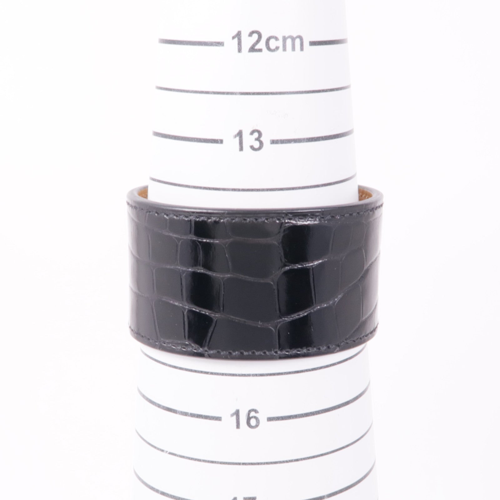 HERMES 【激減優惠】鱷魚皮革2002 Manchette銀扣手鐲Noir