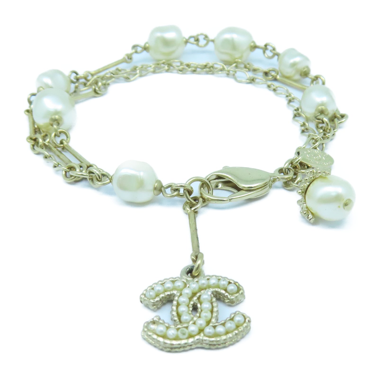 CHANEL 【激減優惠】金屬/PVC Bracelet手鏈金色/白色