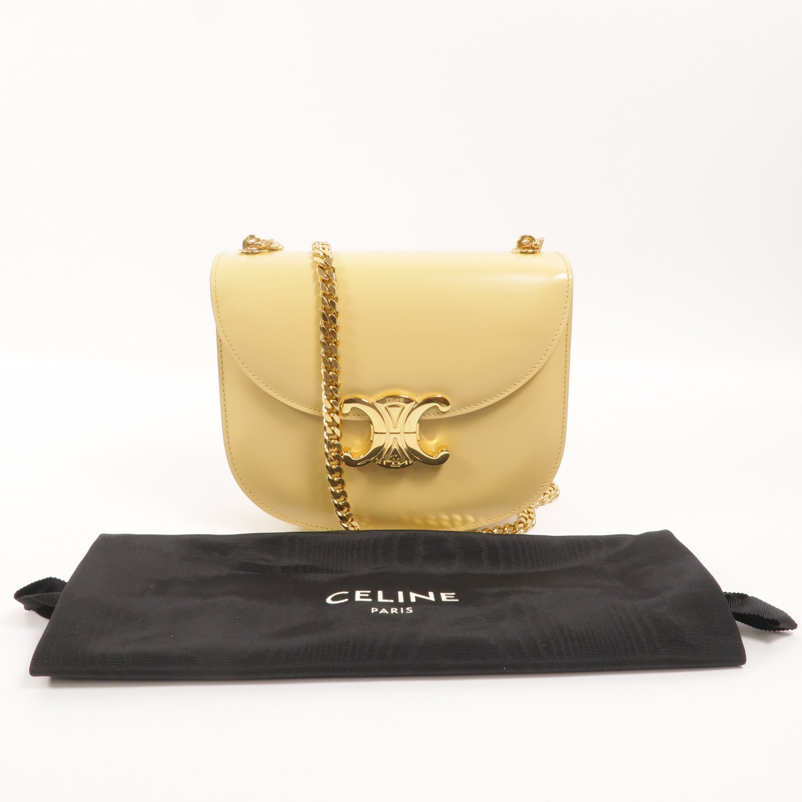 CELINE 牛皮皮革Besace Clea鏈帶肩背袋