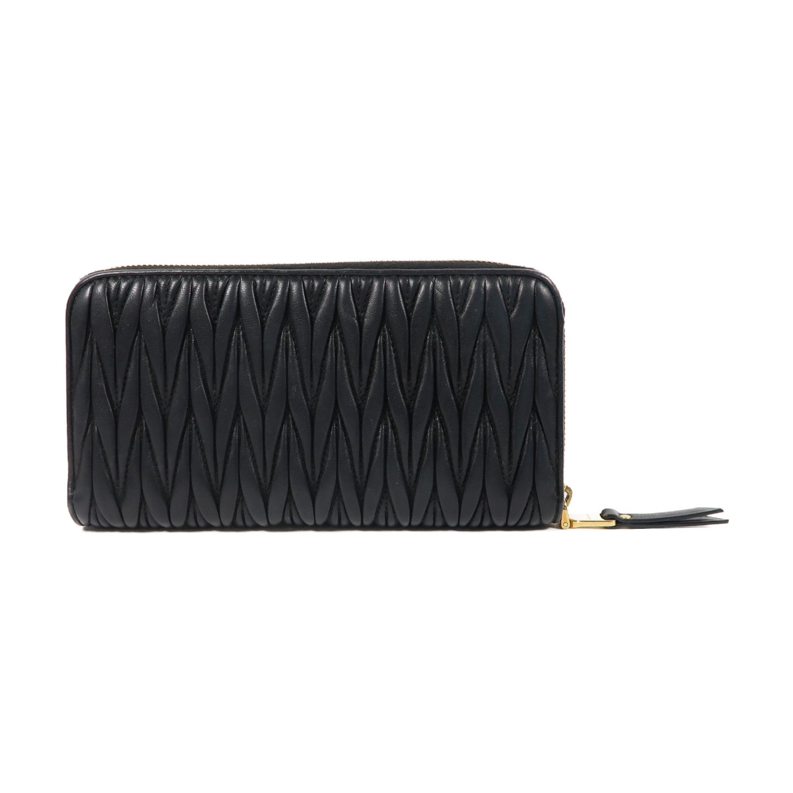 Miu Miu 羊皮皮革Zipper Long Wallet金扣拉鍊長錢包黑色