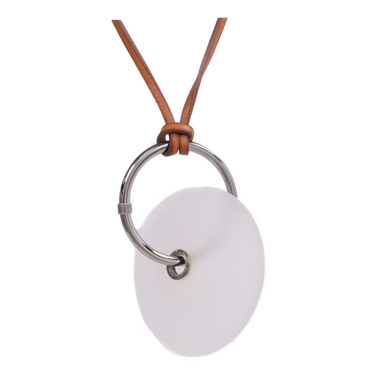 HERMES Barenia皮革Pendentif EN Cristal項鍊Fauve