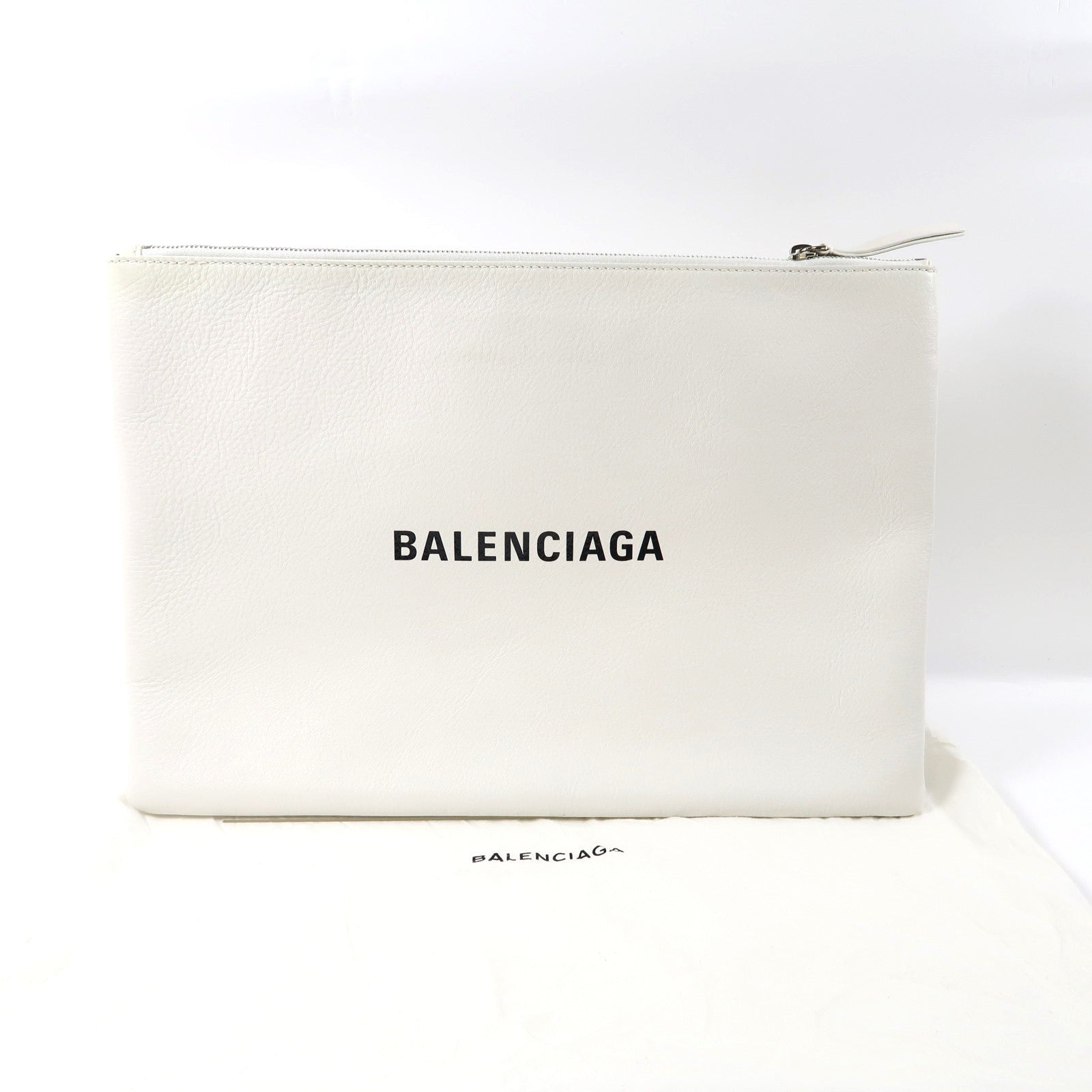 BALENCIAGA 【激減優惠】牛皮皮革Clutch Bag銀扣手拿包白色