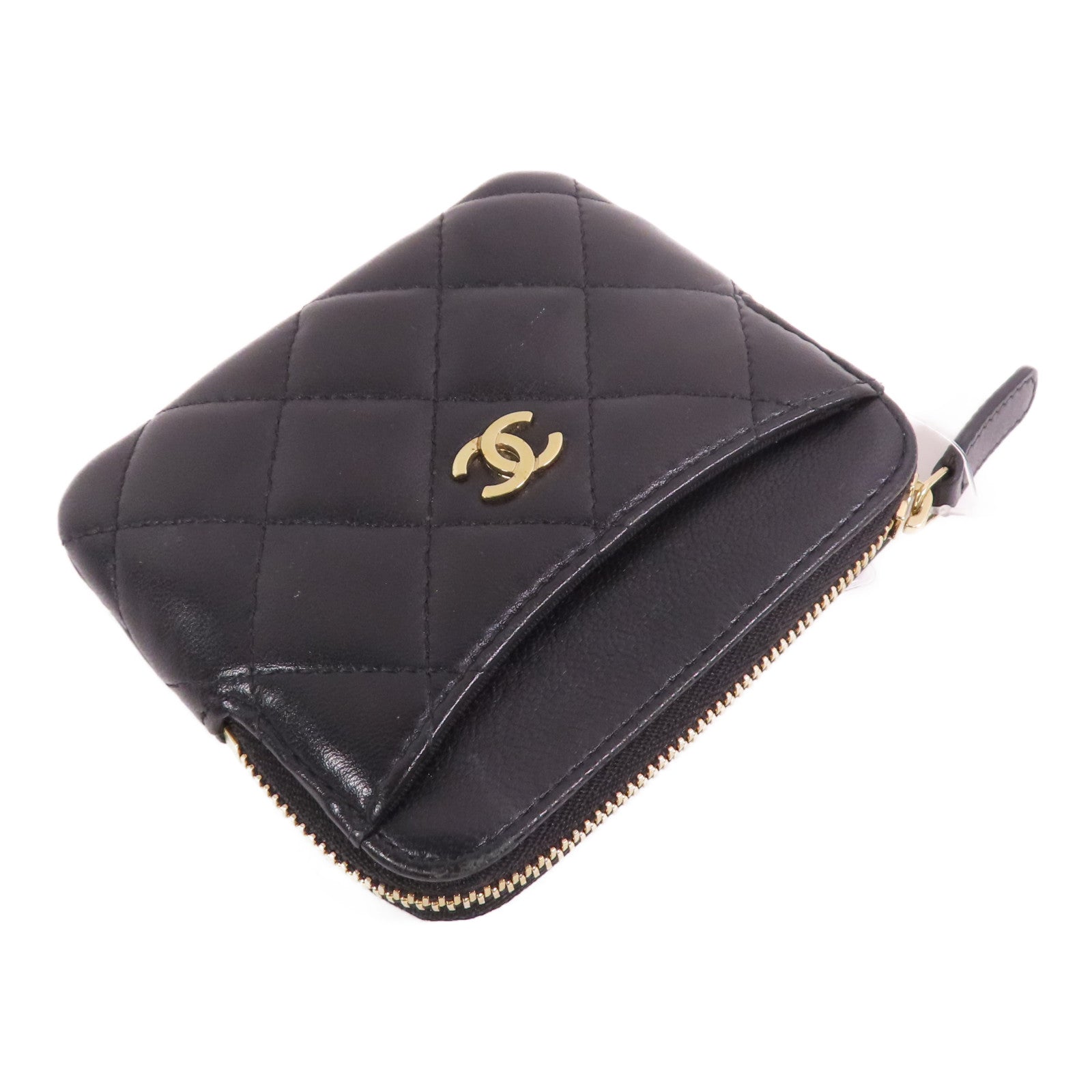 CHANEL 羊皮皮革Card case金扣卡套