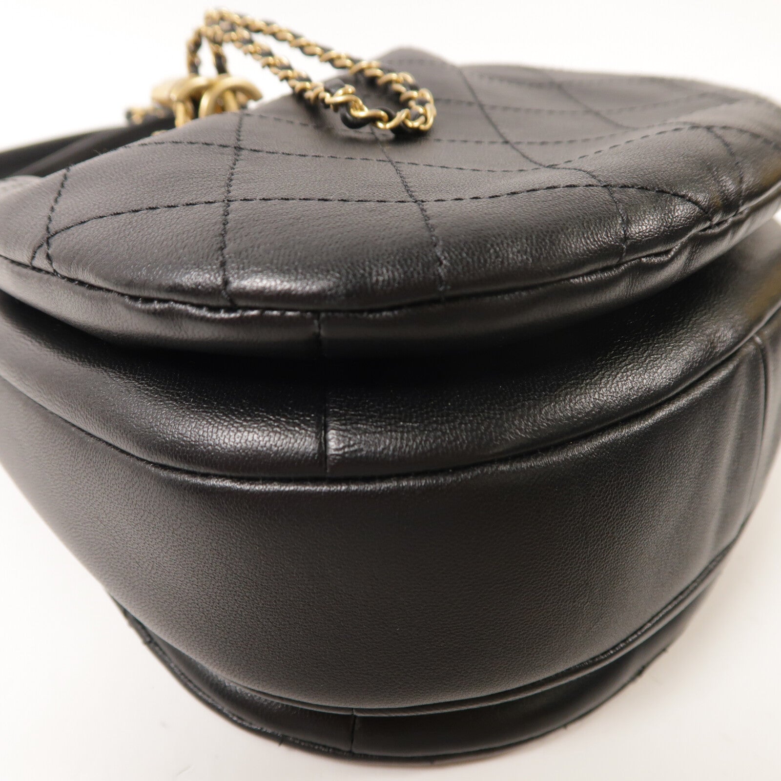 CHANEL 牛皮皮革Bucket Bag鏈帶手挽肩背兩用袋