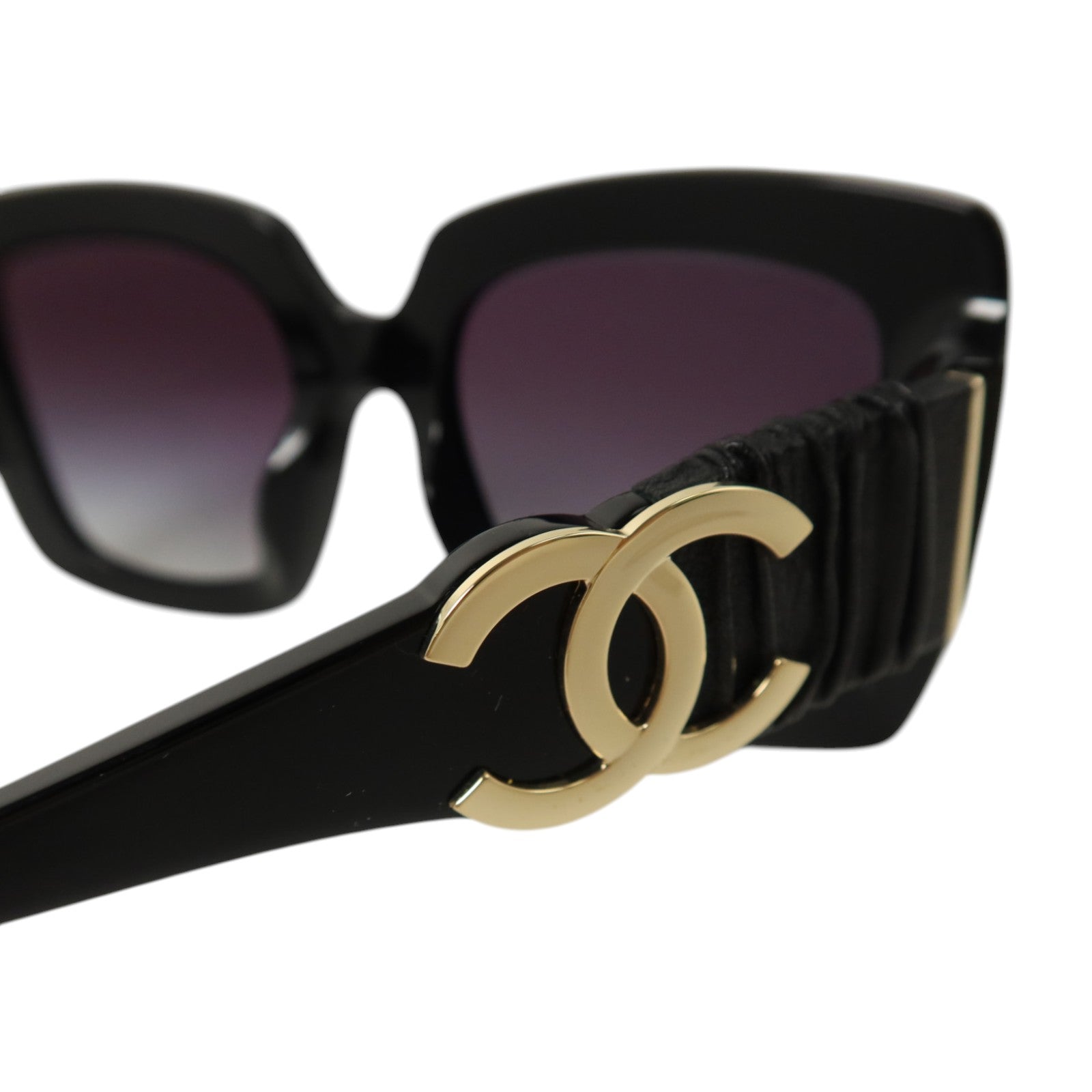 CHANEL PVC/牛皮皮革Square Sunglass太陽眼眼鏡