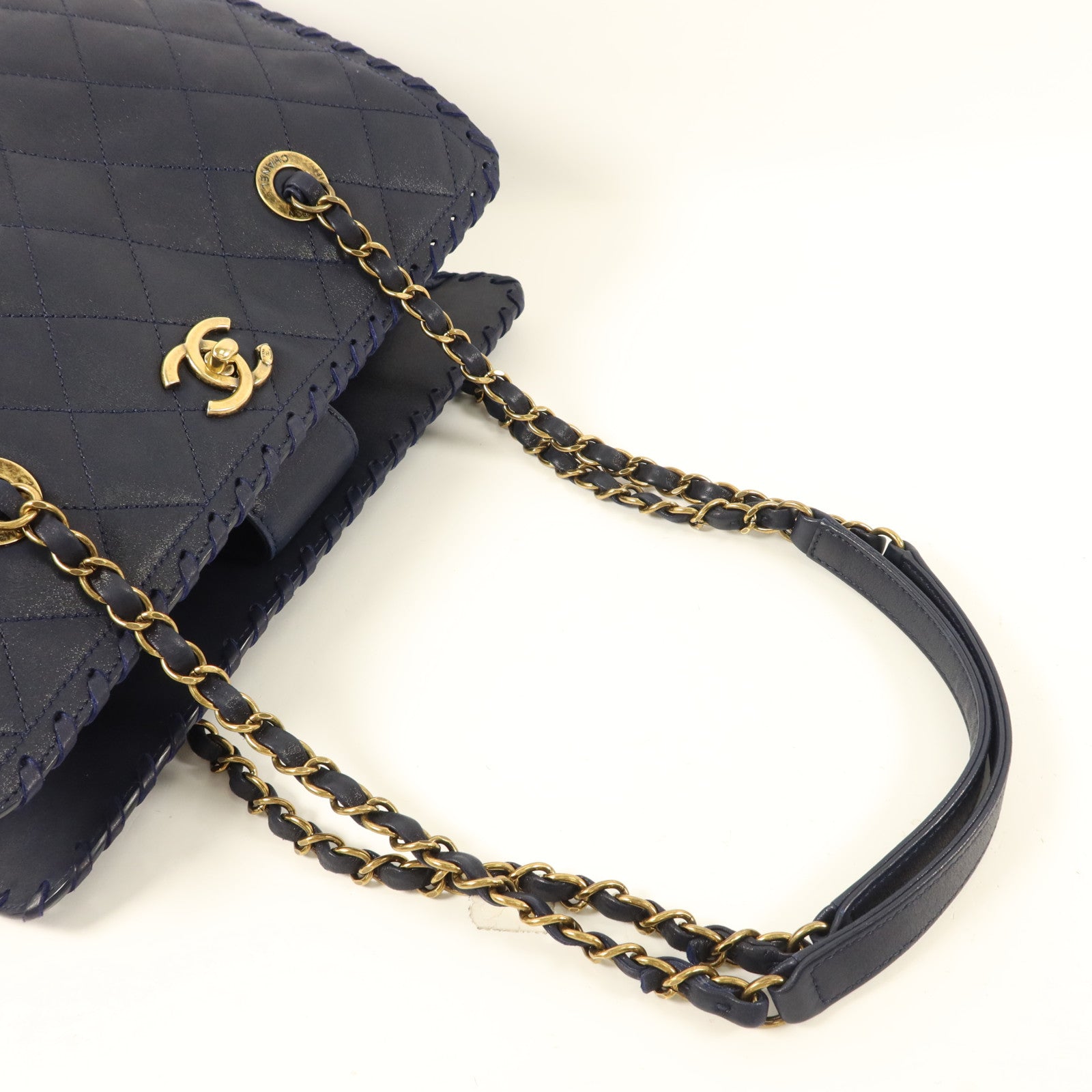 CHANEL 牛皮皮革Tote Bag金扣手挽袋
