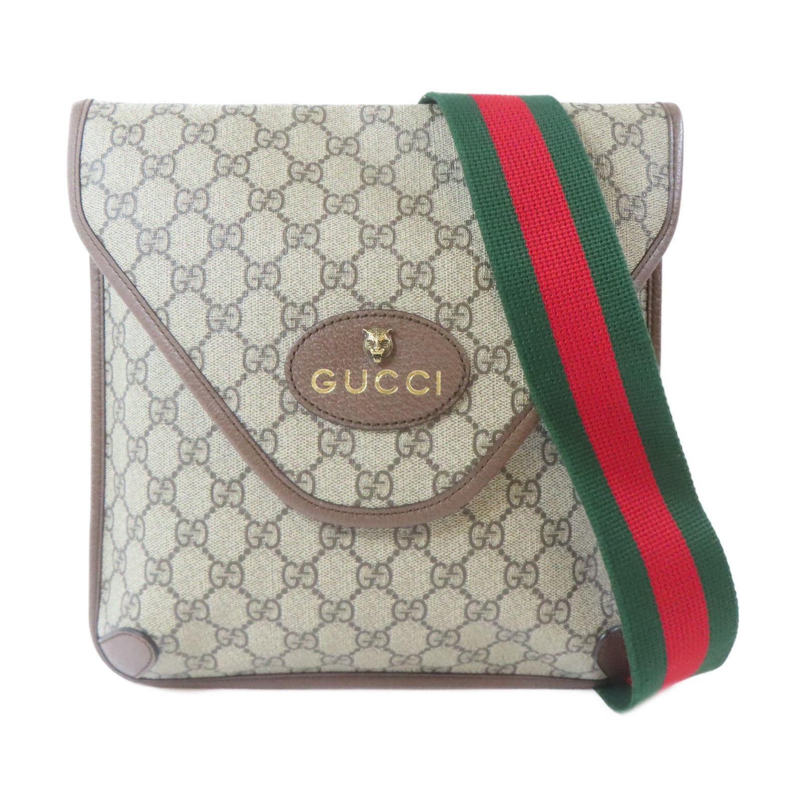 GUCCI 塗層帆布Neo Vintage金扣肩背袋啡色