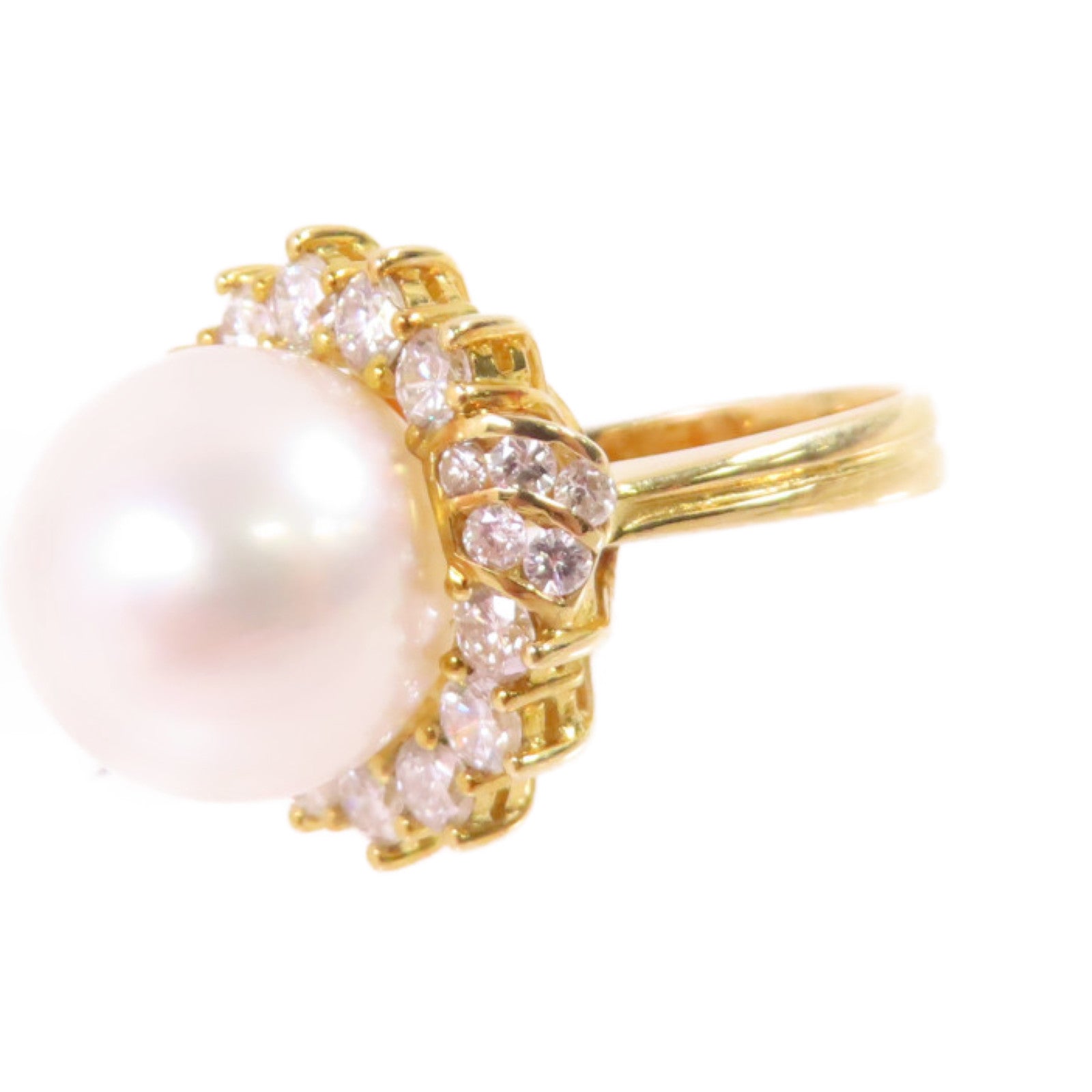 JEWELRY 18K黃金Pearl/Diamond Ring珍珠/鑽石戒指US#3.5