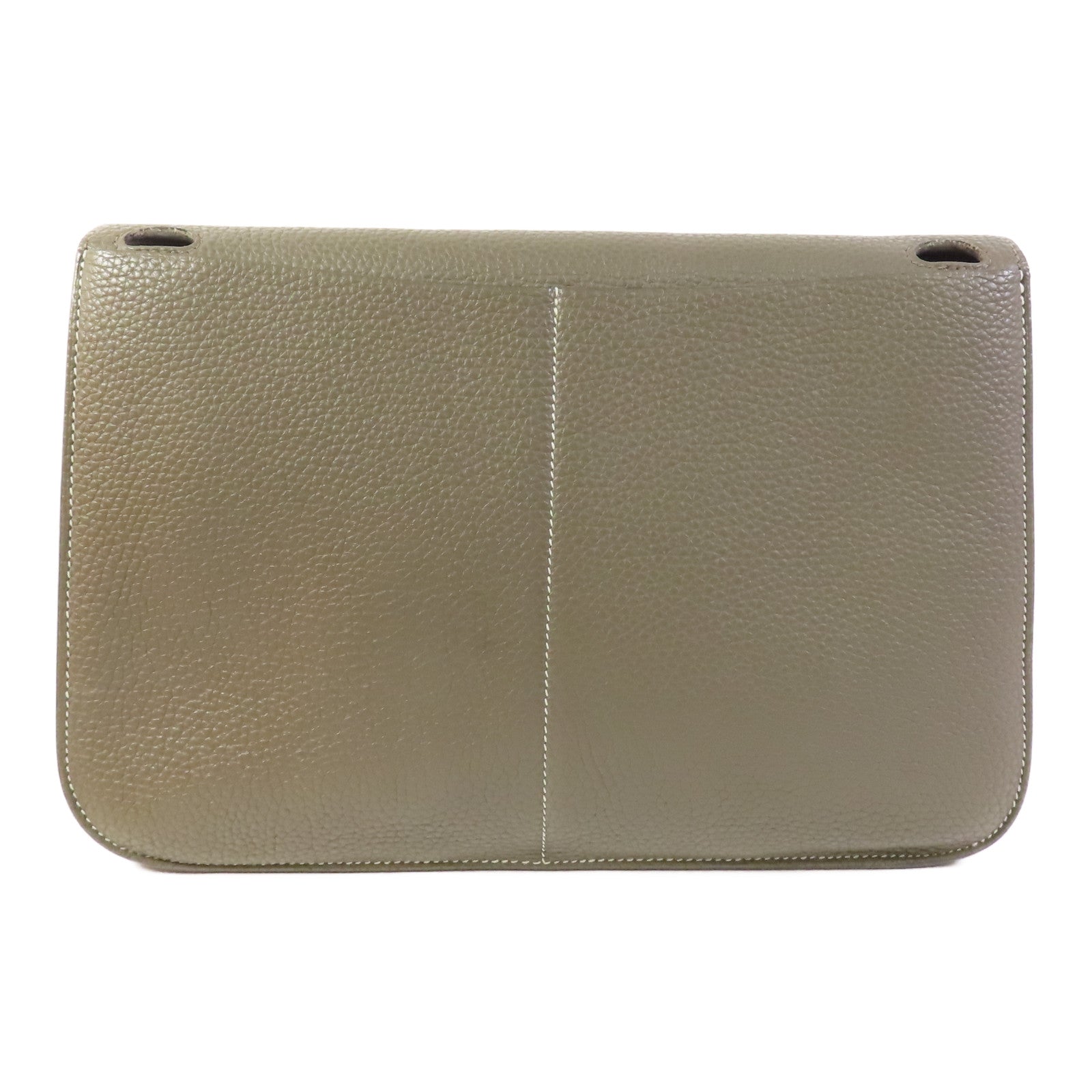 HERMES Clemence皮革Halzan 31金扣手挽肩背兩用袋Etain