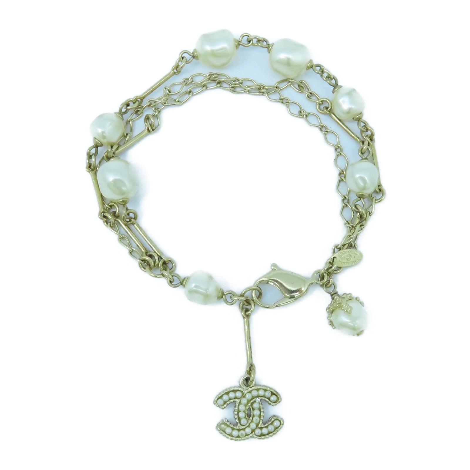 CHANEL 【激減優惠】金屬/PVC Bracelet手鏈金色/白色