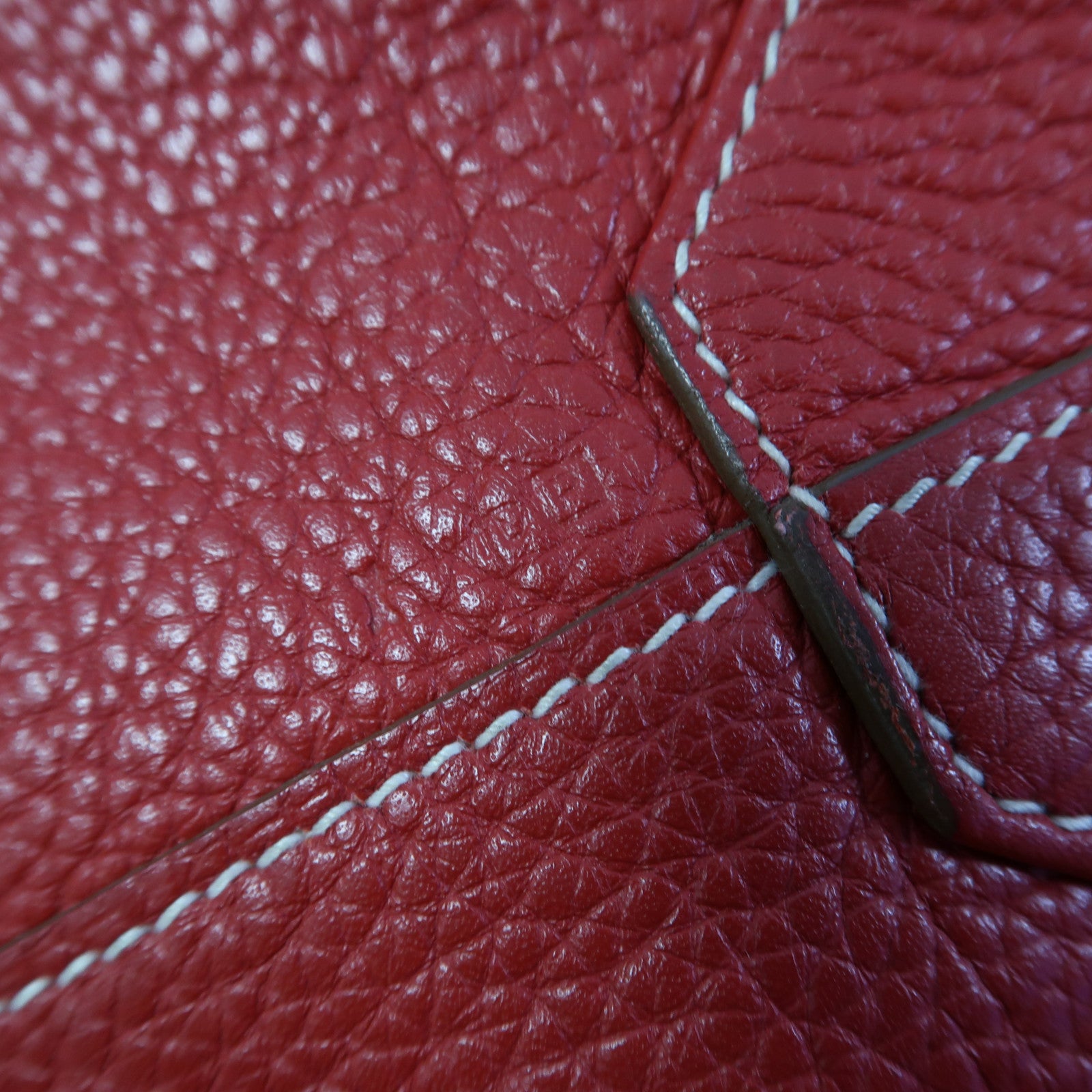 HERMES Clemence皮革Double Sens肩背袋Crevette/Rouge Casaque/法拉利紅色/龍蝦粉色