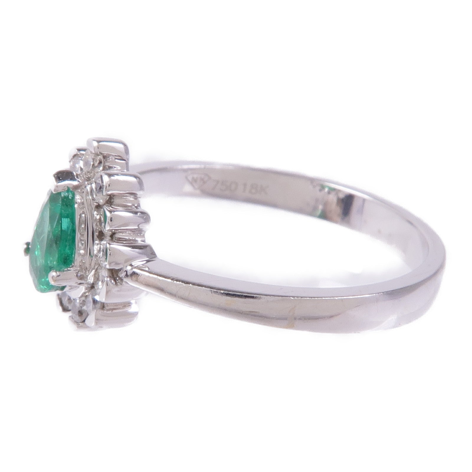 JEWELRY 【激減優惠】18K白金Emerald/Diamond Ring綠寶石/鑽石戒指US#7.25