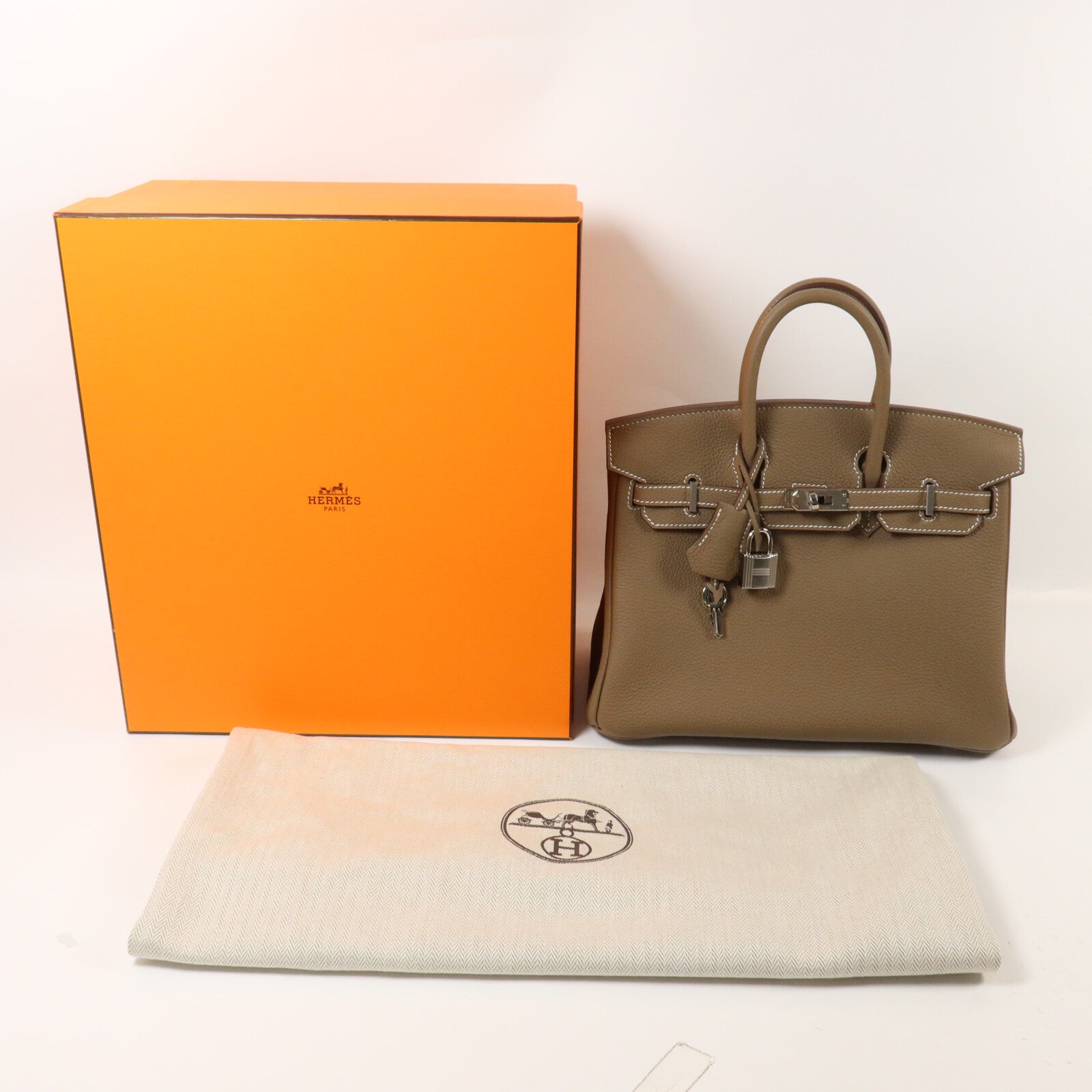 HERMES Togo皮革Birkin 25手挽袋Etoupe